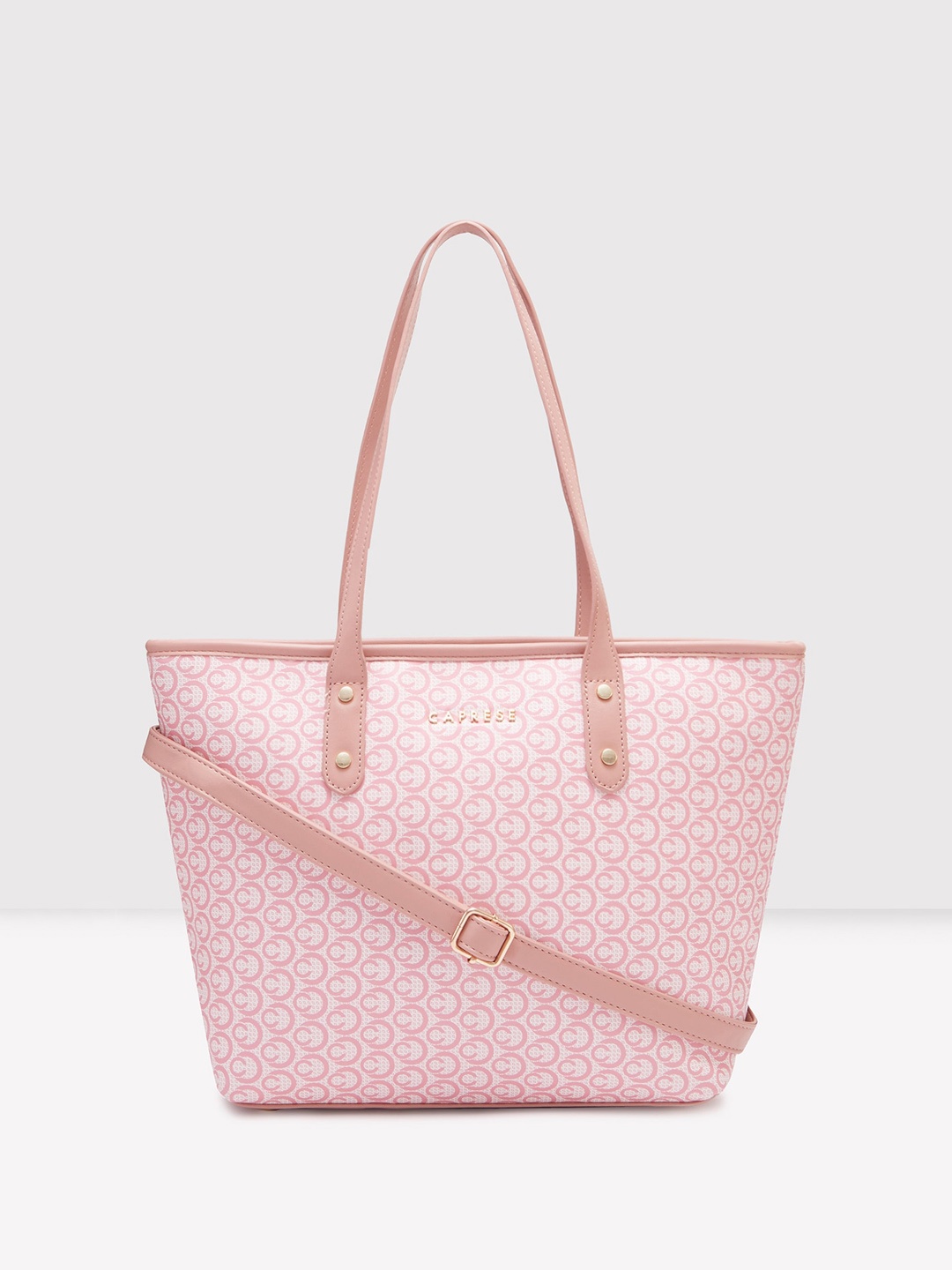 Caprese Graphic Printed Leather Structured Shoulder Bag, Pink