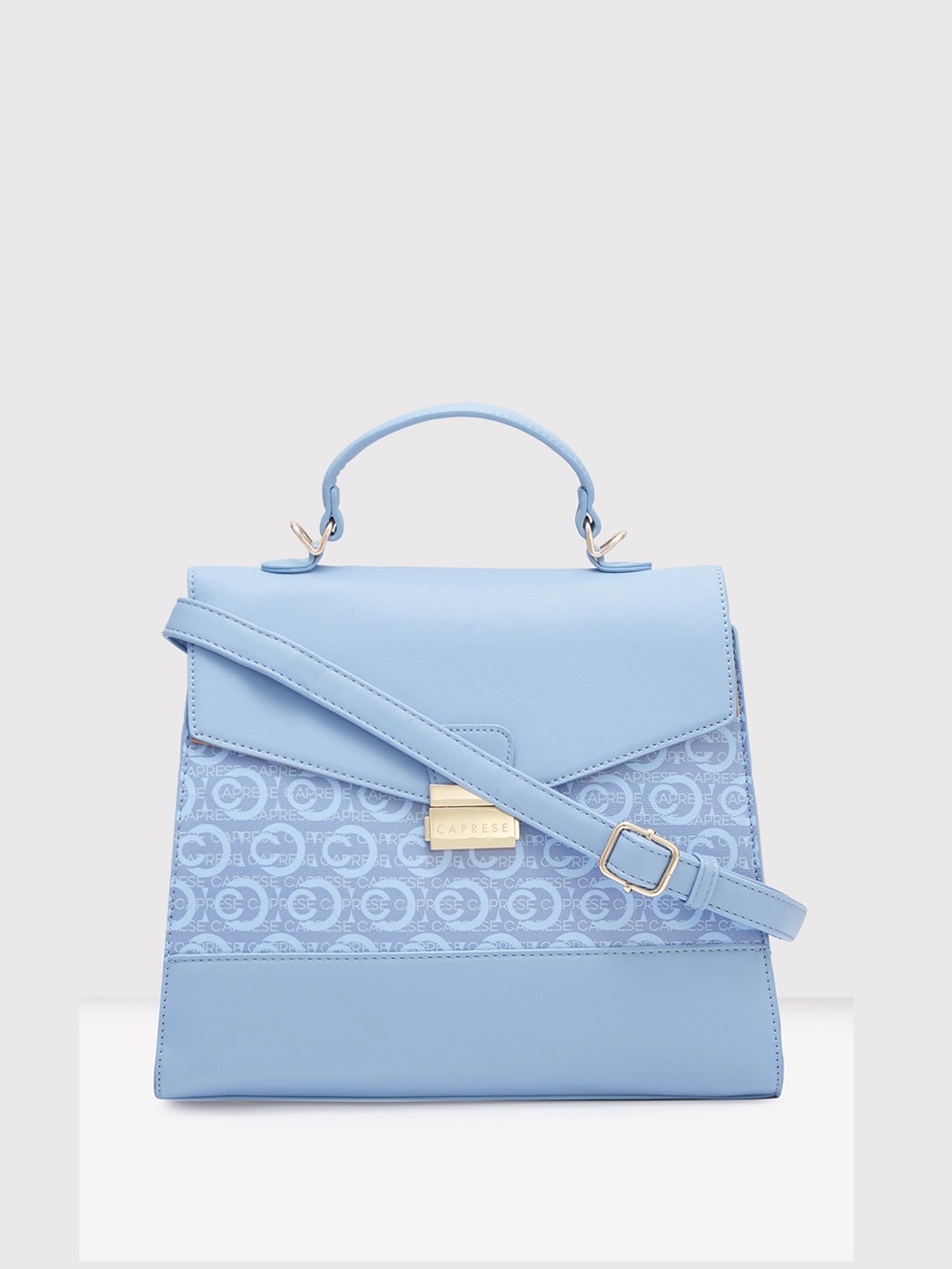 

Caprese Printed Leather Structured Satchel Bag, Blue