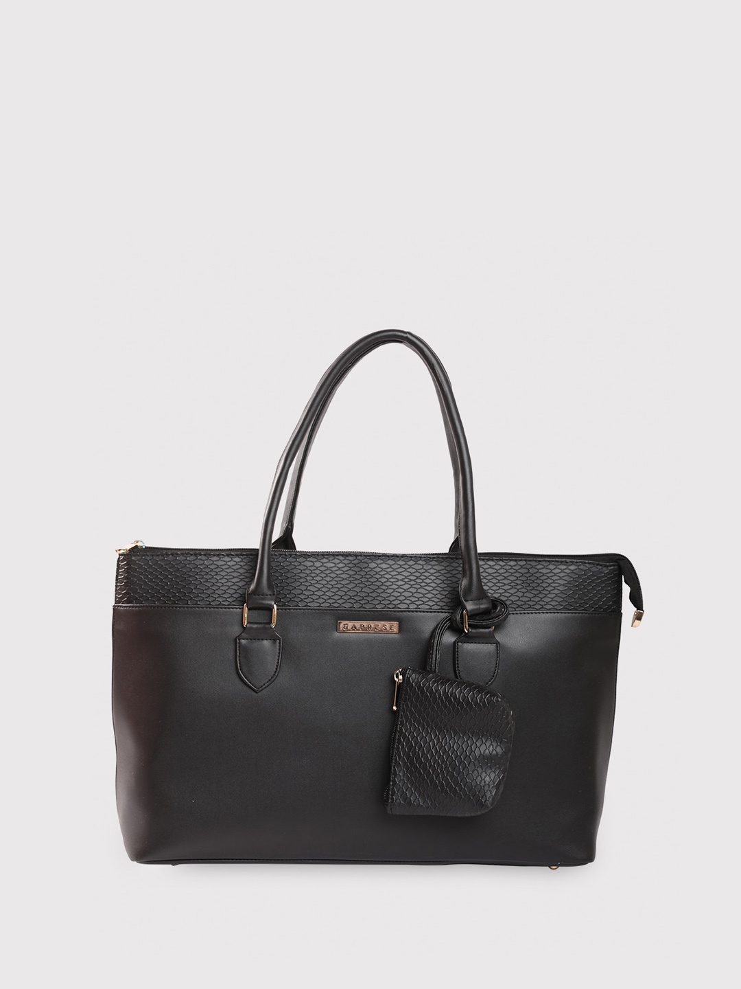 

Caprese Leather Structured Handheld Bag, Black