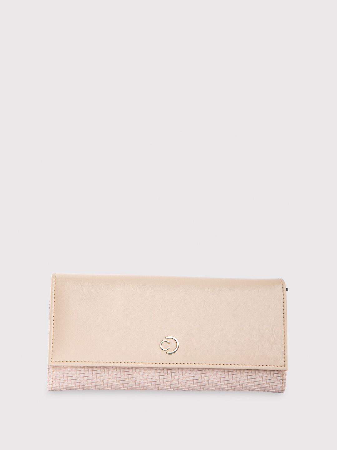 

Caprese Women Textured Leather Two Fold Wallet, Beige