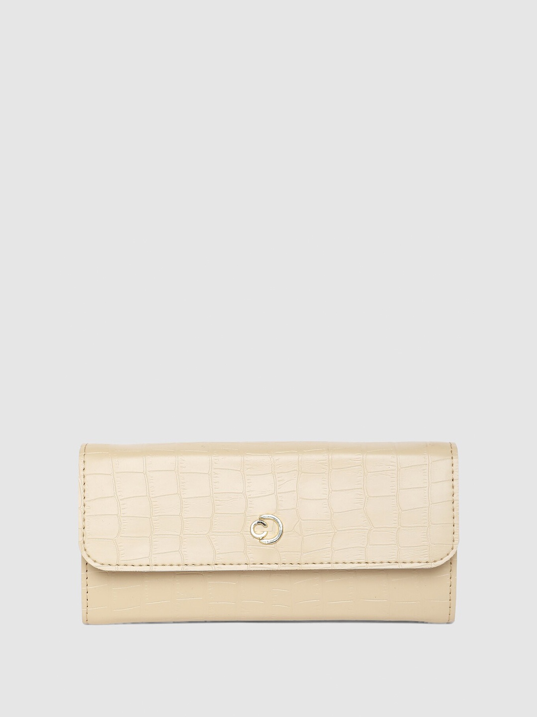 

Caprese Women Leather Two Fold Wallet, Beige