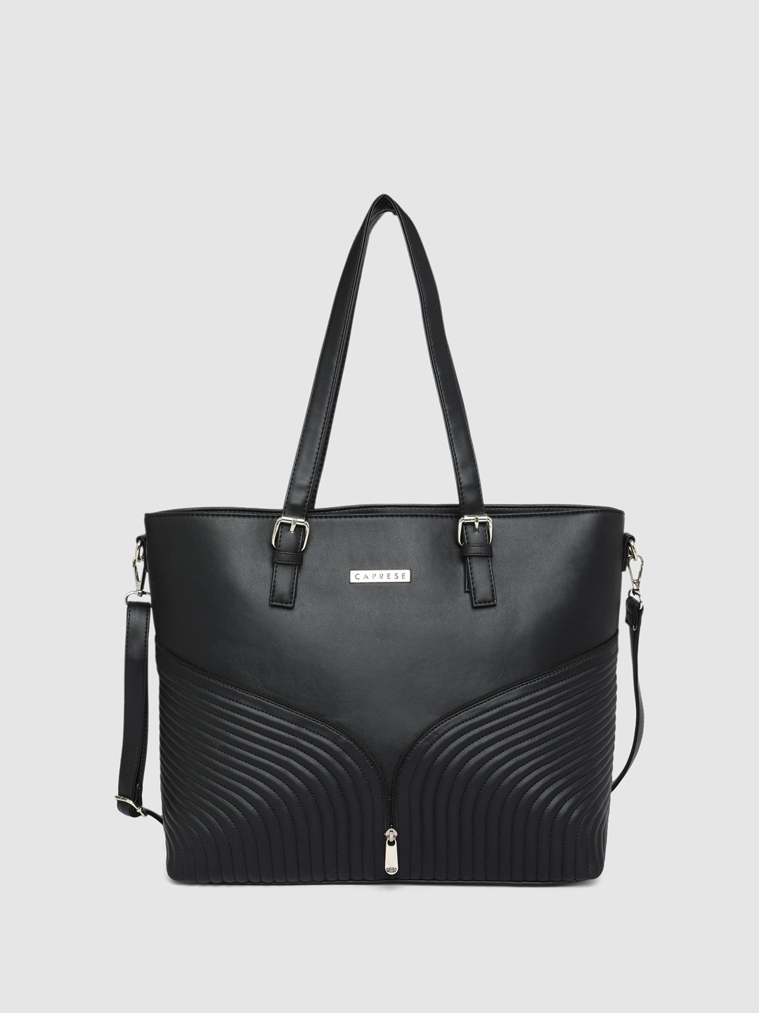 

Caprese Textured Leather Structured Shoulder Bag Up to 16 inch, Black