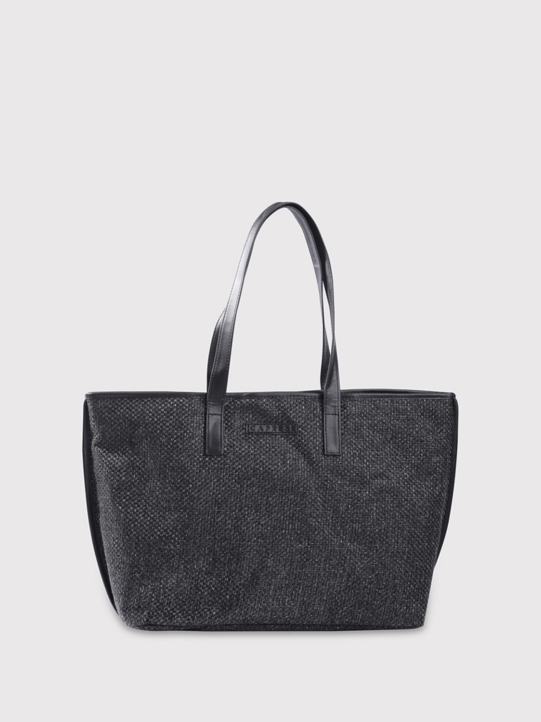 

Caprese Black Leather Oversized Textured Shopper Tote Bag