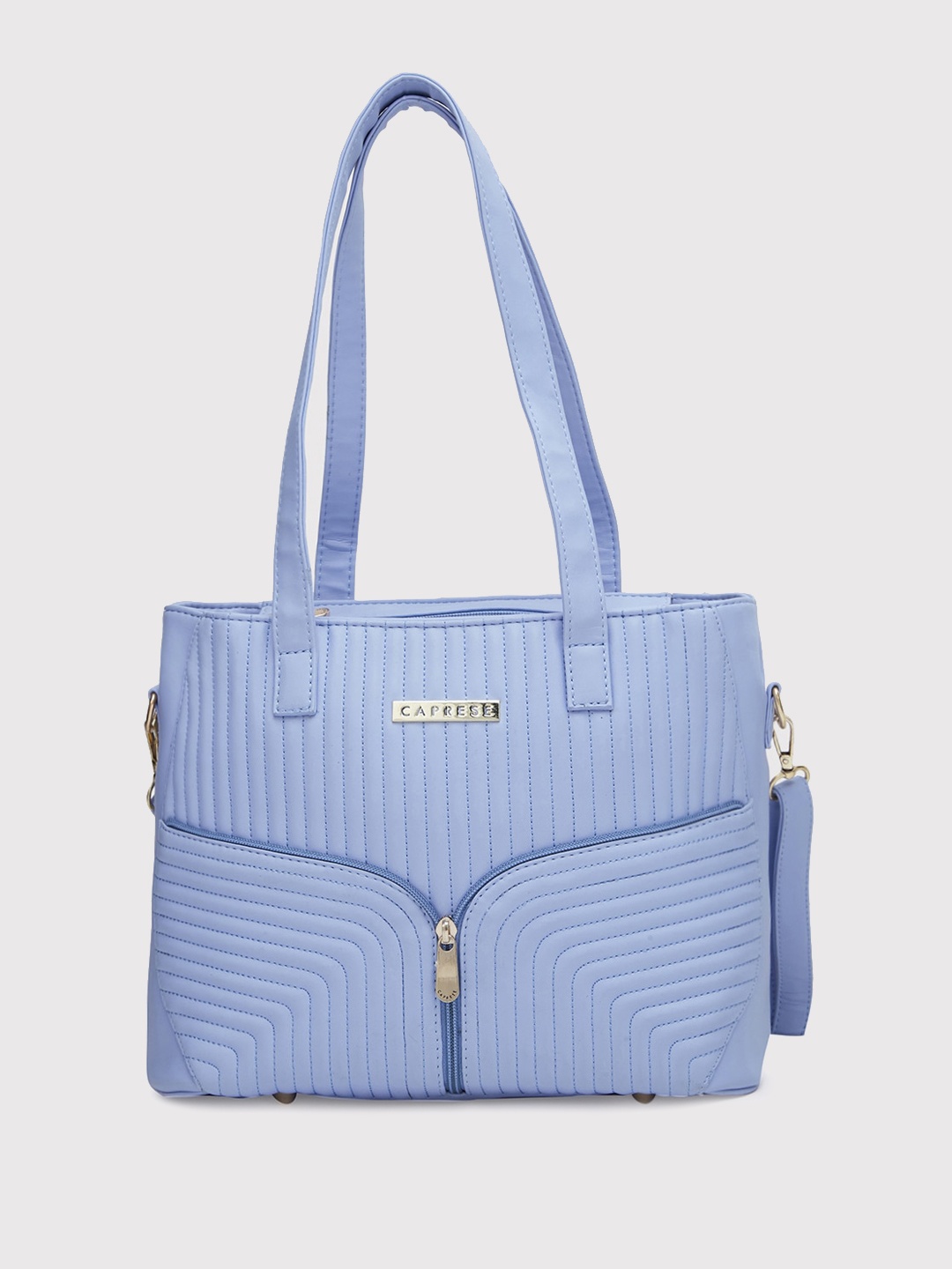 

Caprese Striped Structured Leather Shoulder Bag, Blue