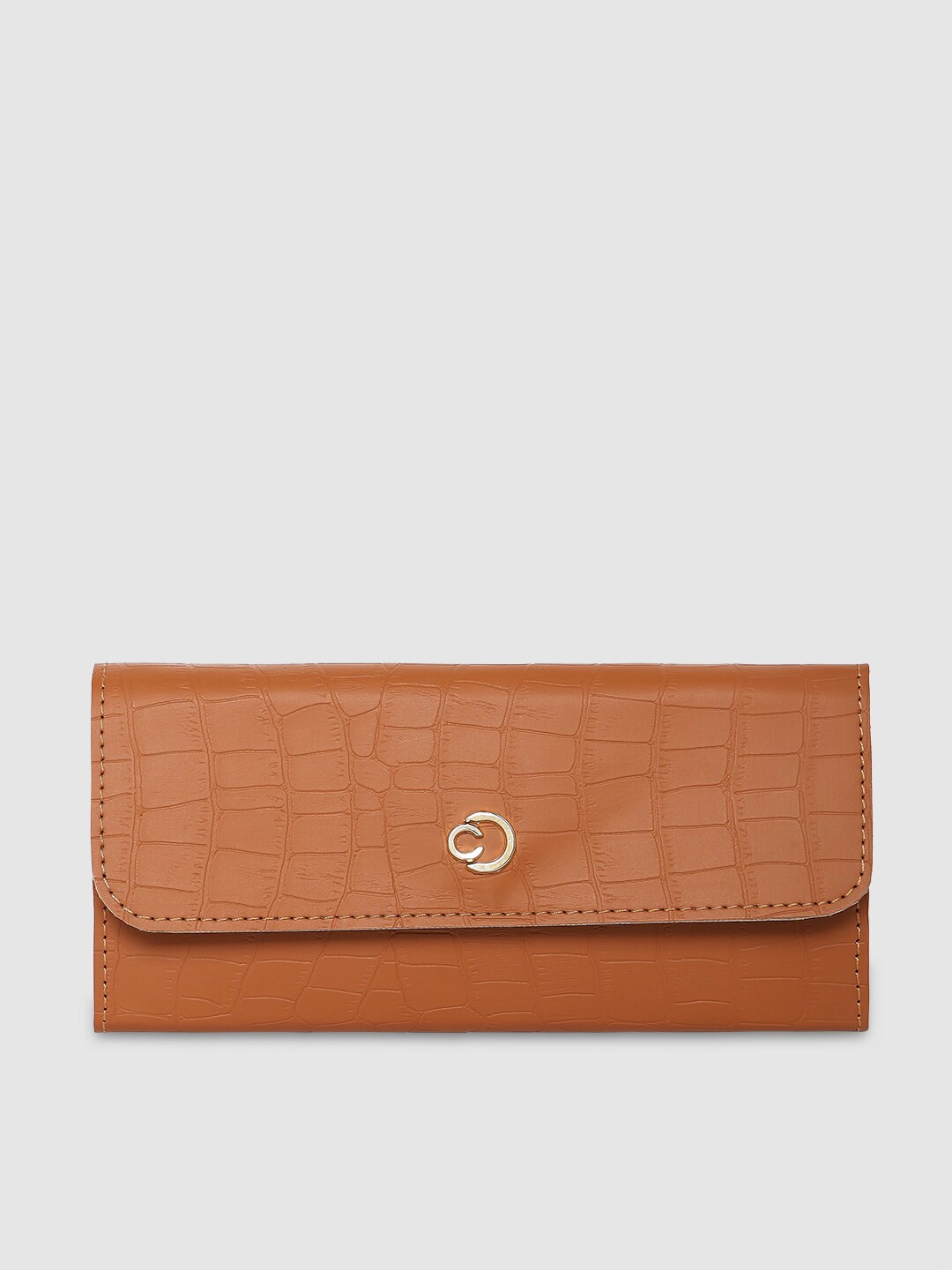 

Caprese Women Textured Leather Two Fold Wallet, Tan