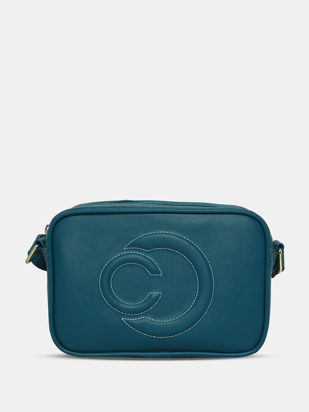 

Caprese Leather Structured Sling Bag, Teal