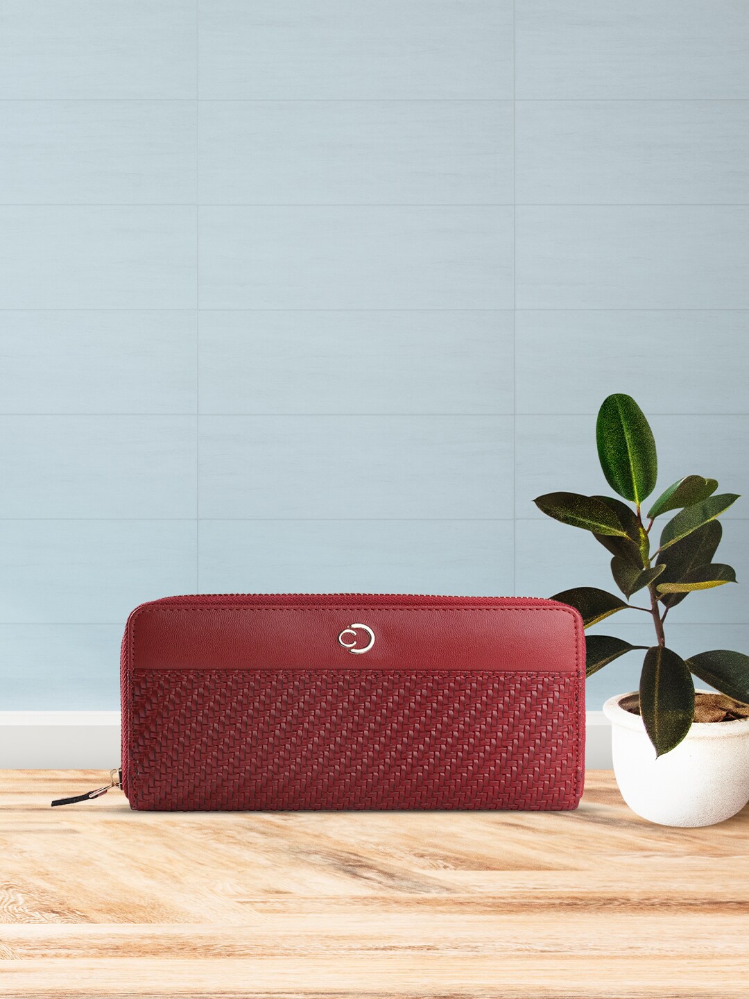 

Caprese Leather Zip Around Wallet, Burgundy