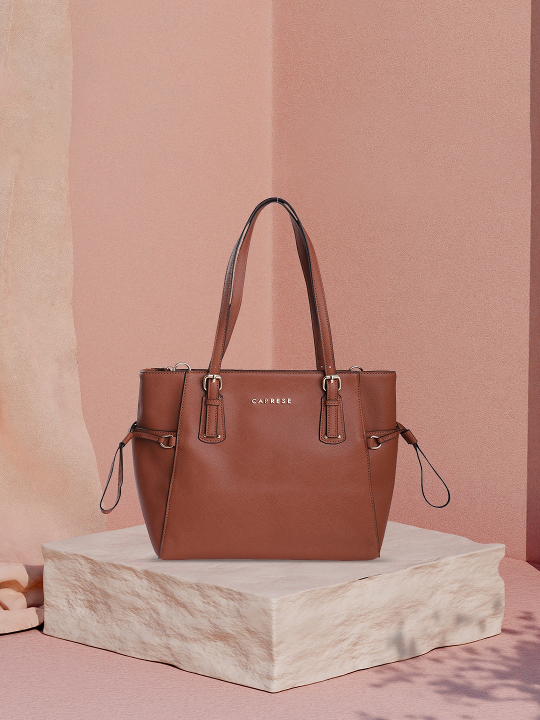 

Caprese Structured Leather Shoulder Bag, Brown