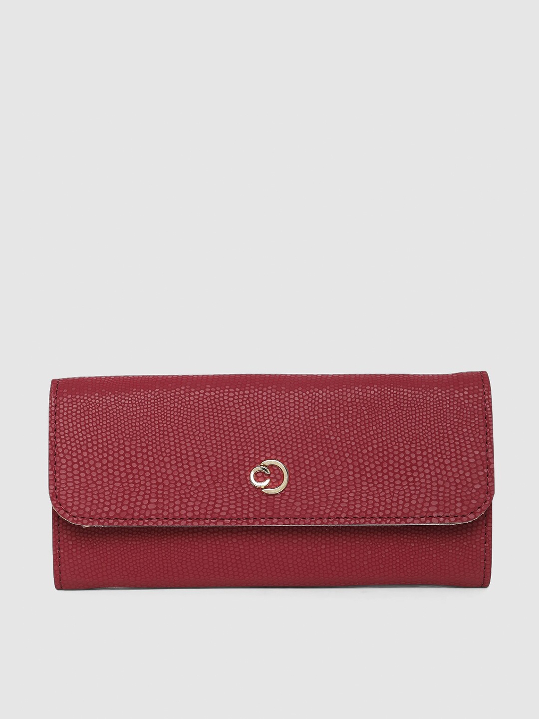

Caprese Women Textured Leather Two Fold Wallet, Maroon