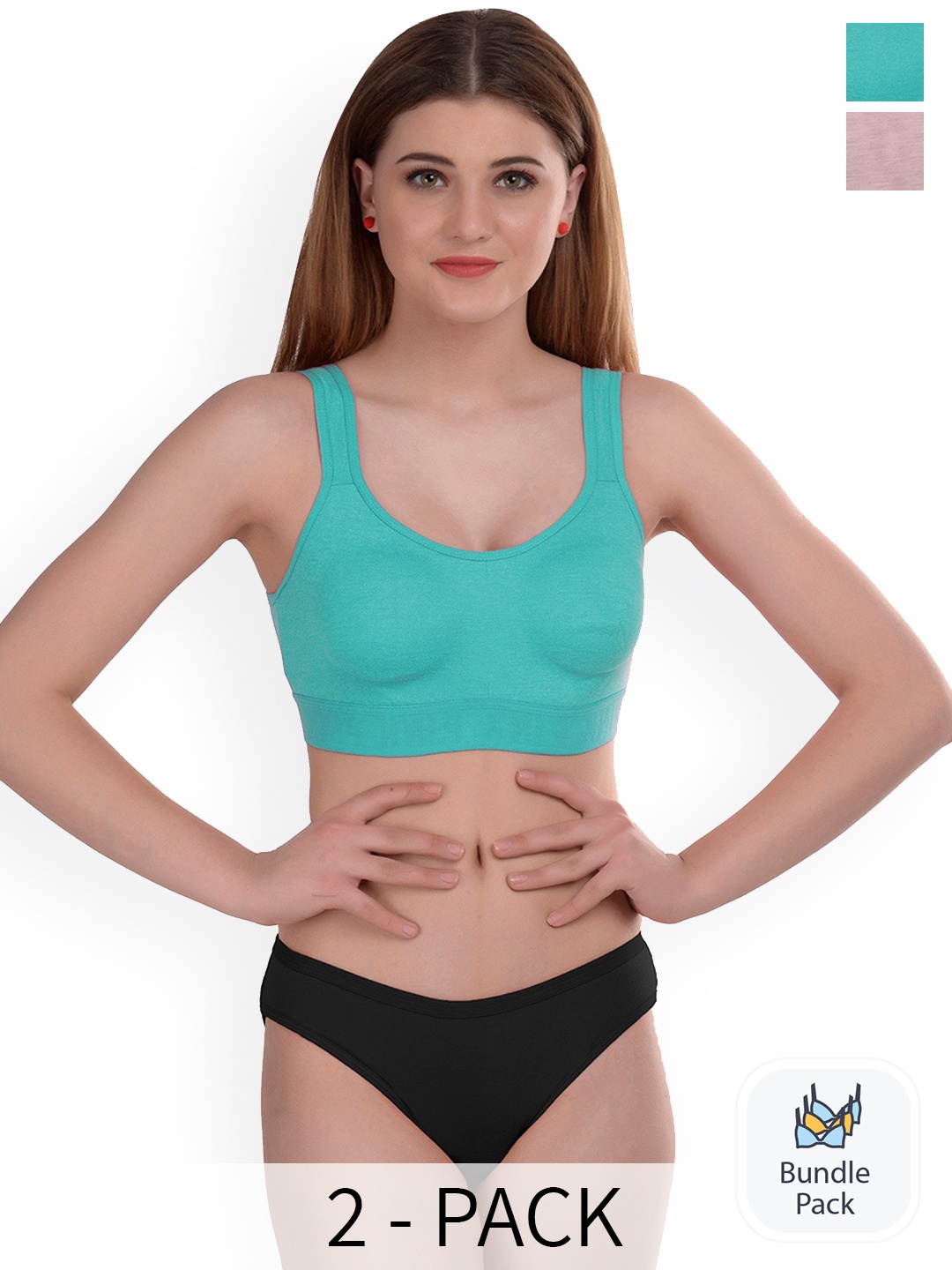 

Aamarsh Pack of 2 Cotton Comfortable Lingerie Set, Blue