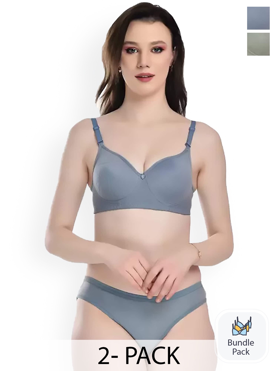 

Aamarsh Pack Of 2 Cotton Lingerie Set, Blue