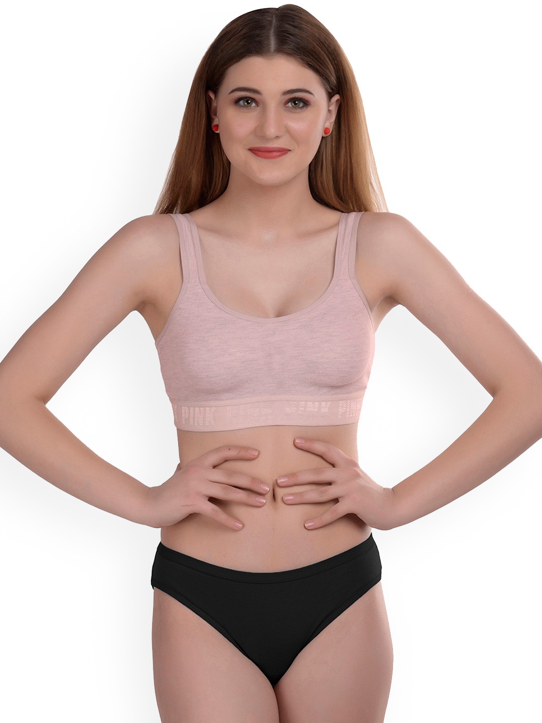 

Aamarsh Cotton Briefs Lingerie Set, Pink