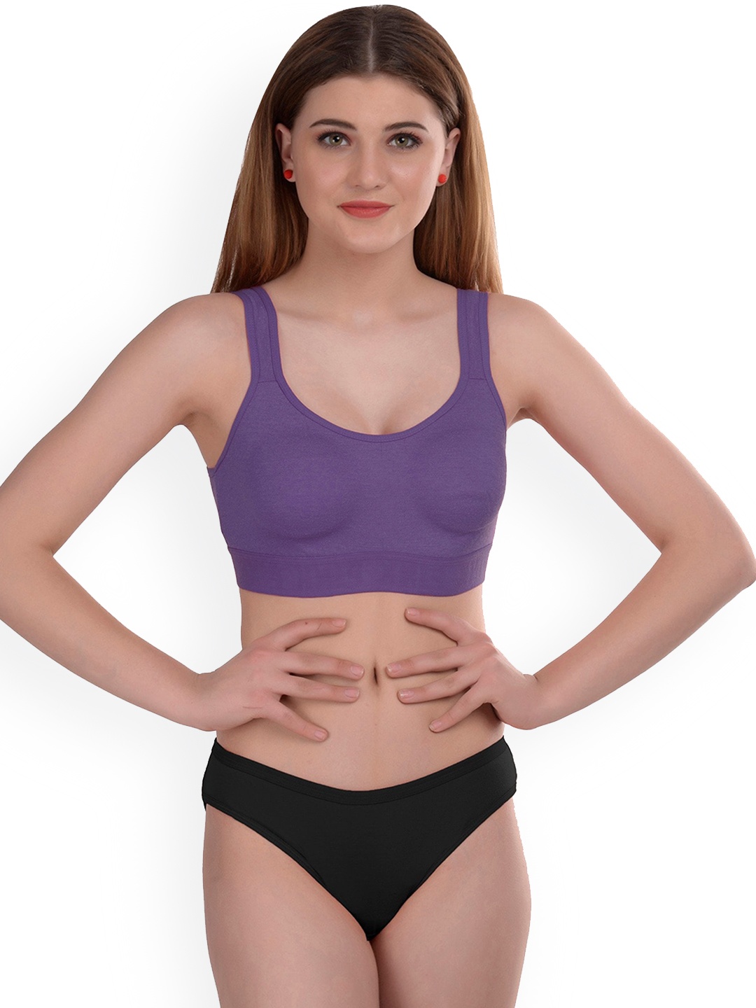

PIBU Cotton Bra With Brief, Purple