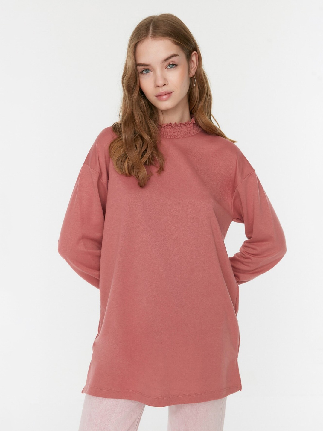 

Trendyol Round Neck Longline T-shirts, Coral