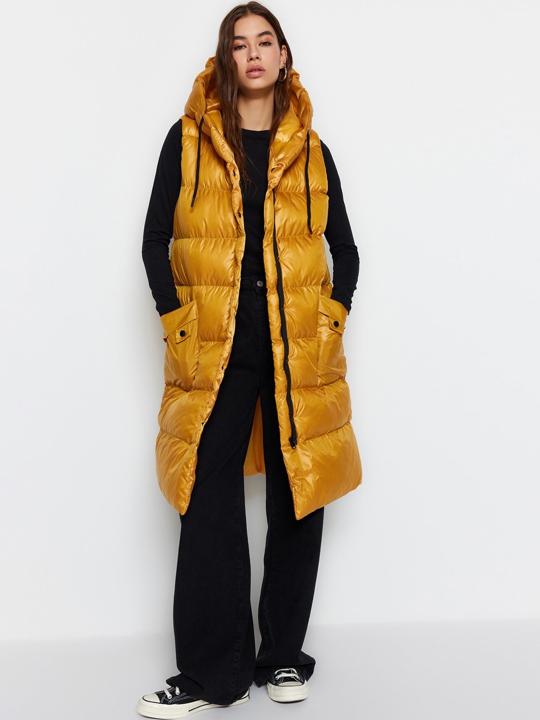 

Trendyol Sleeveless Hooded Longline Puffer Jacket, Mustard
