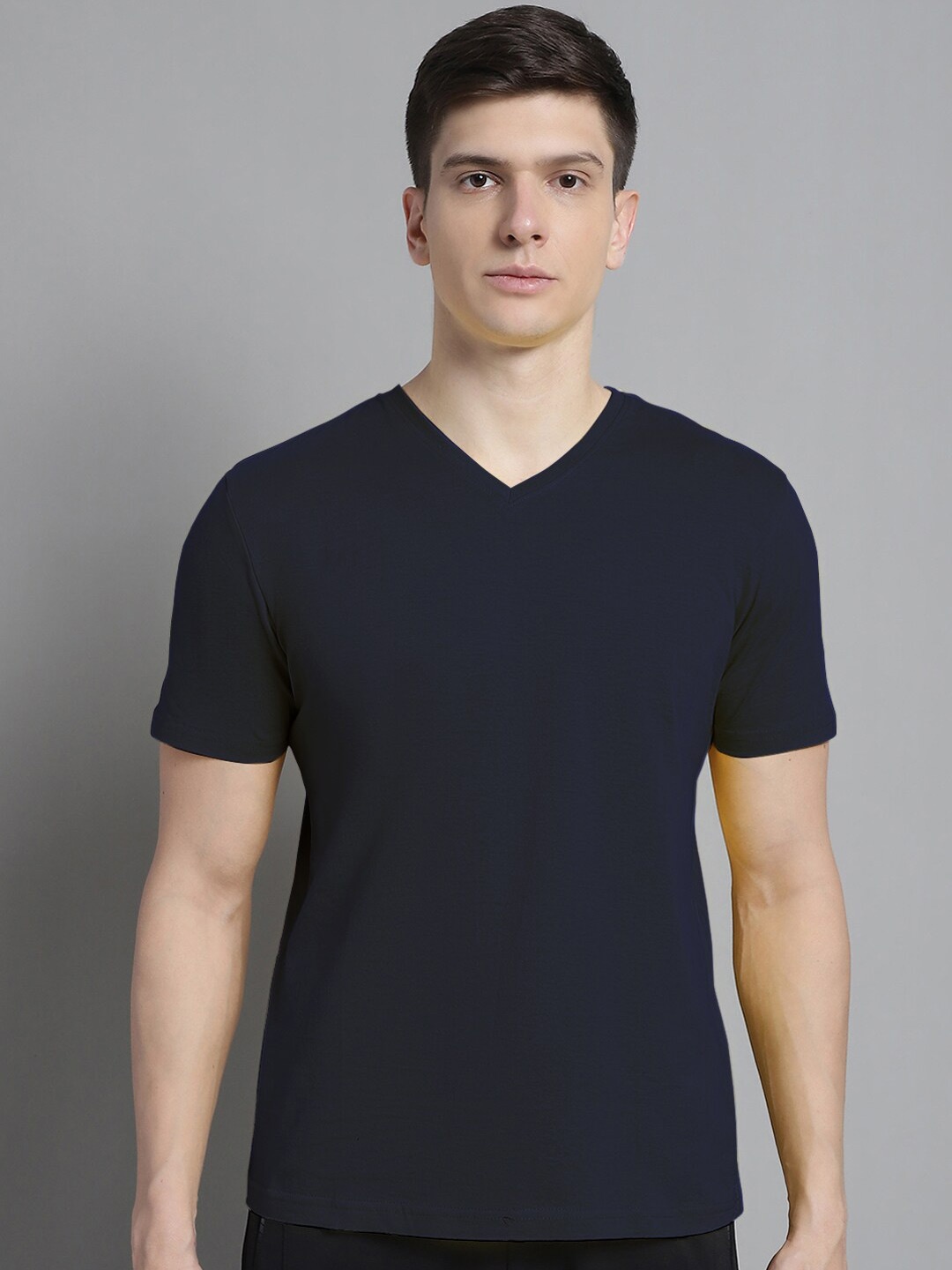 

FBAR V-Neck Slim Fit Pure Cotton T-shirt, Navy blue