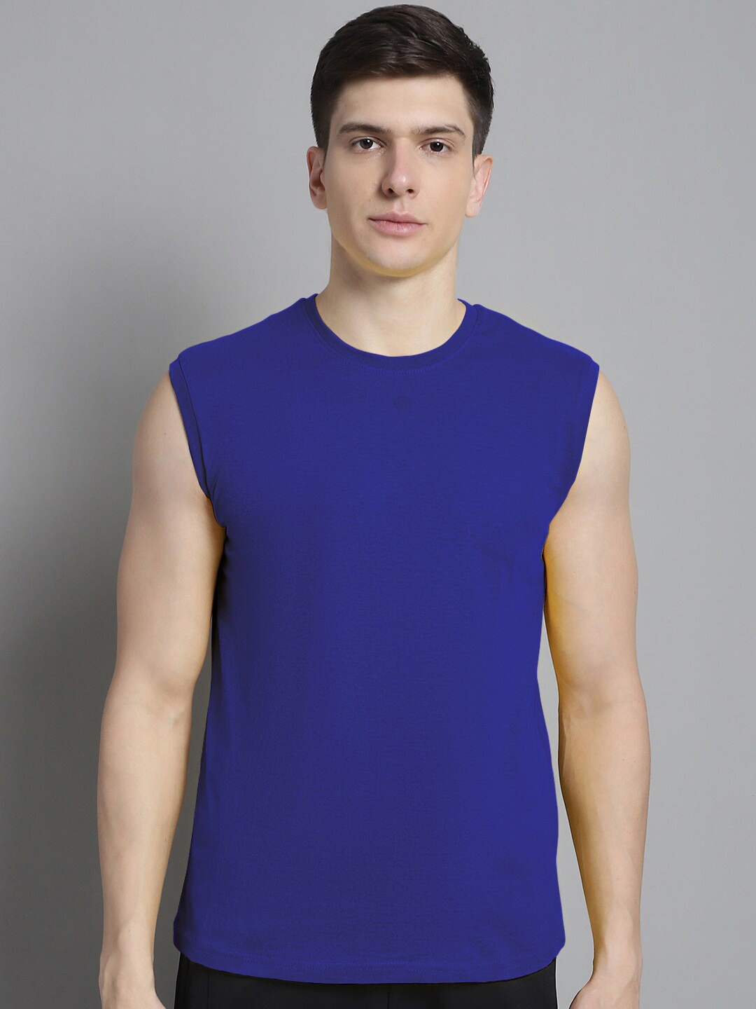

FBAR Sleeveless Slim Fit Pure Cotton T-shirt, Blue