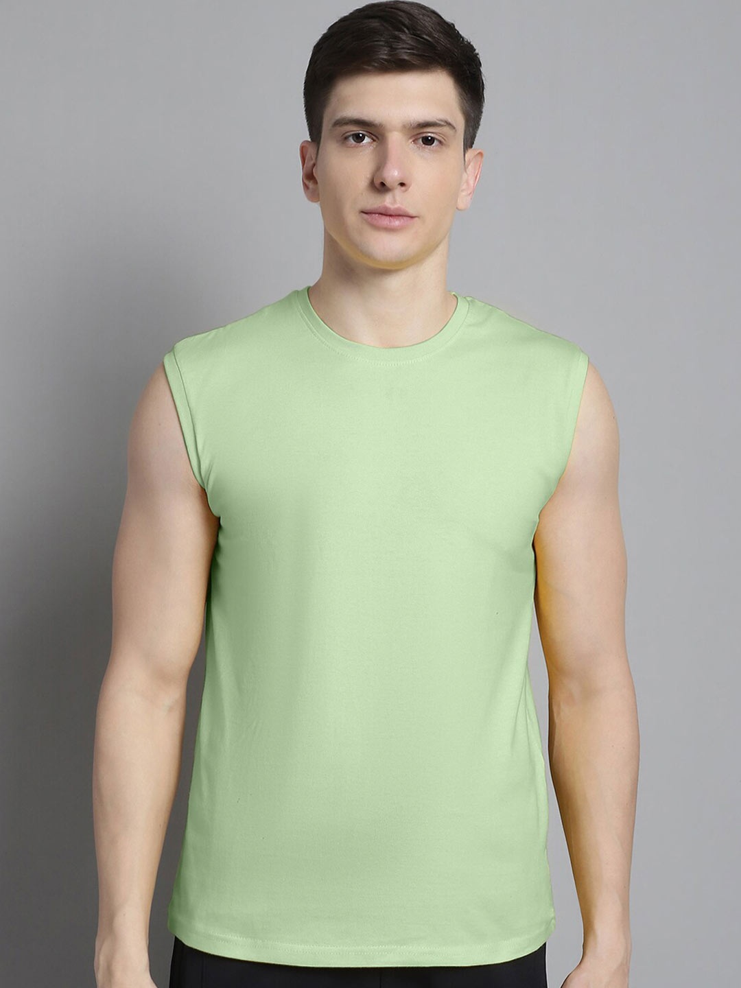 

FBAR Slim Fit Pure Cotton Sleeveless T-shirt, Sea green
