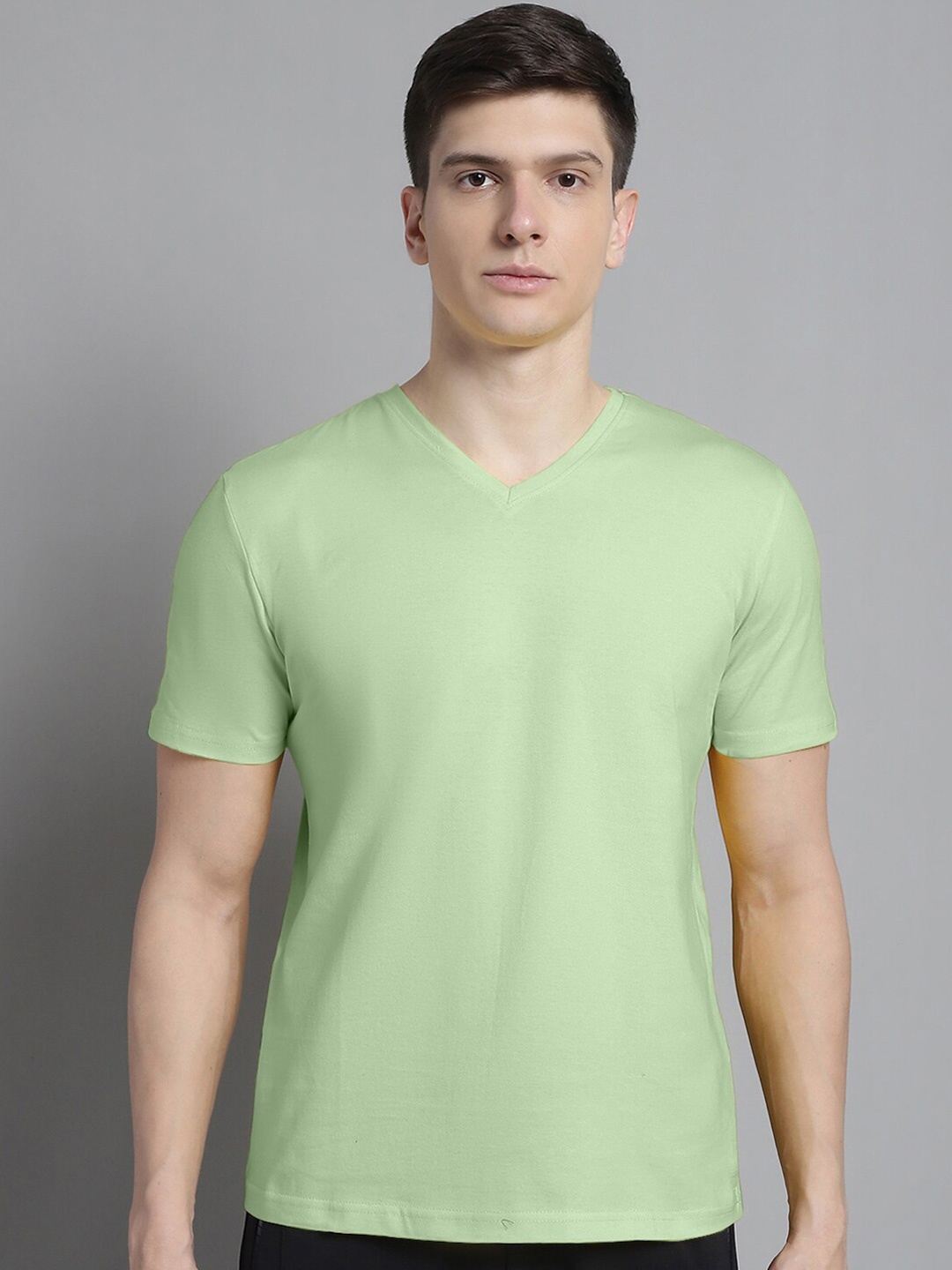 FBAR V-Neck Slim Fit Pure Cotton T-shirt, Sea green