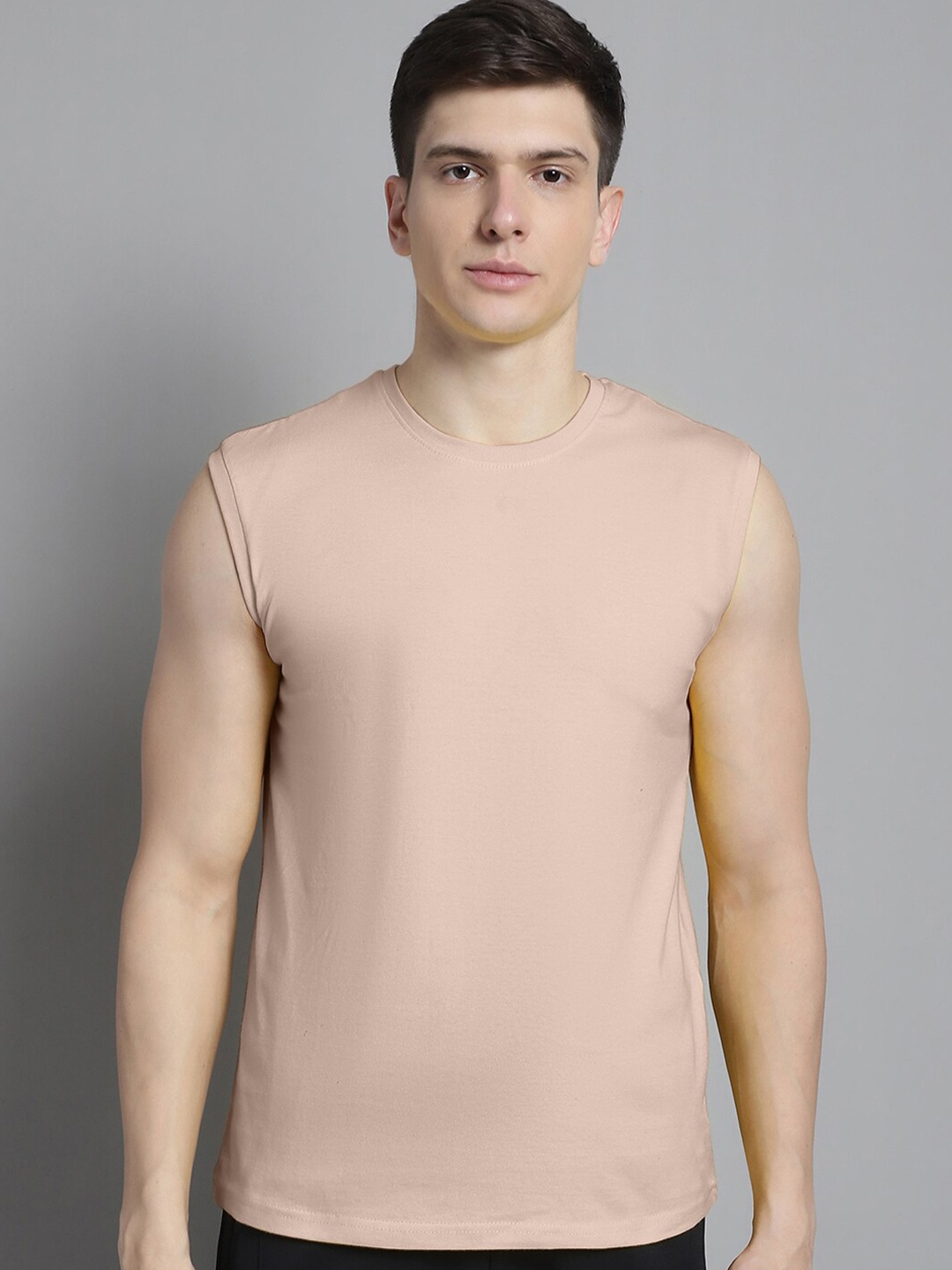 

FBAR Sleeveless Slim Fit Pure Cotton T-shirt, Beige