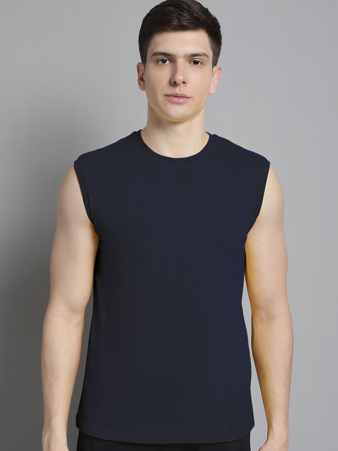 

FBAR Sleeveless Slim Fit Pure Cotton T-shirt, Navy blue