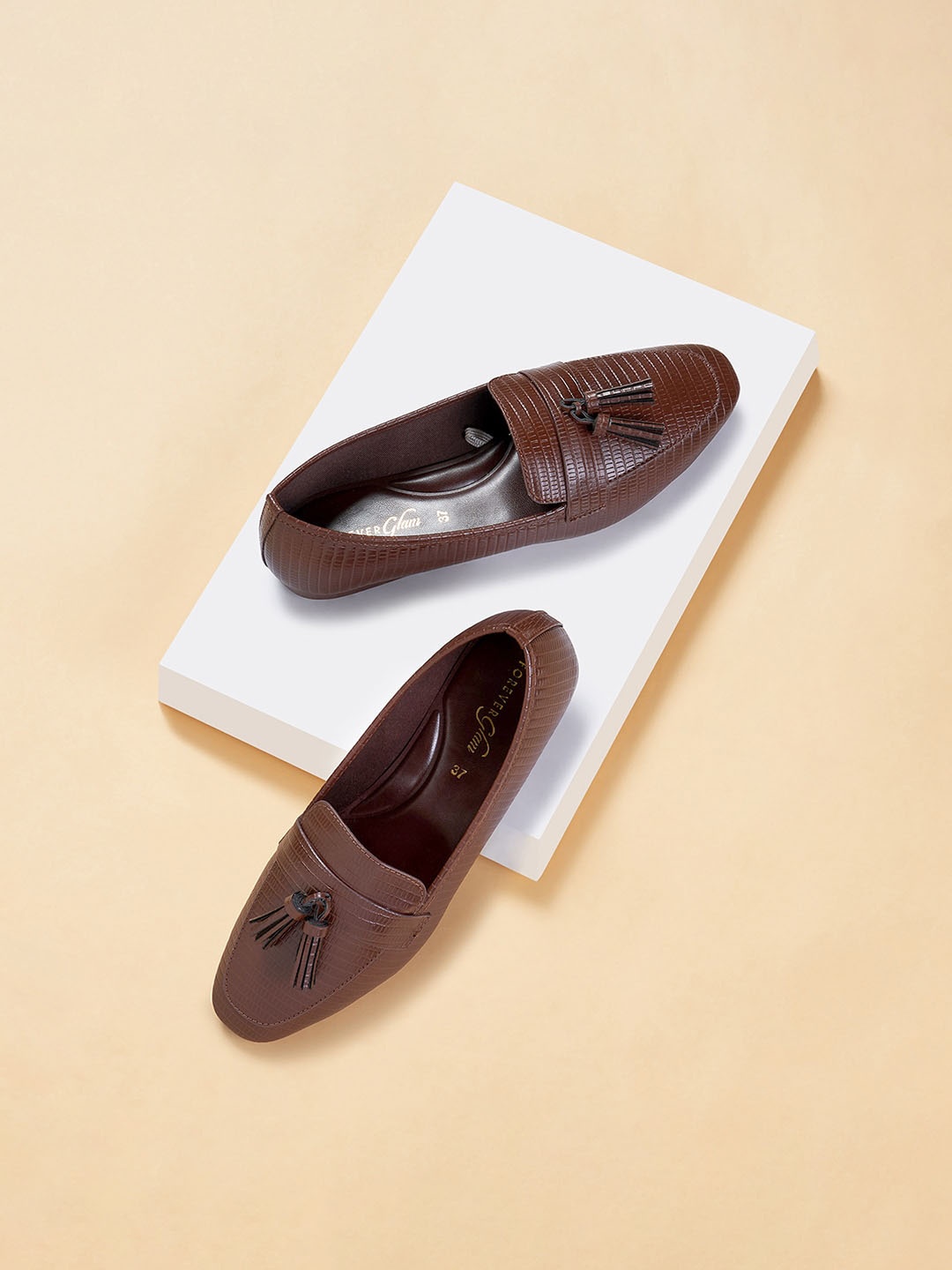 

Forever Glam by Pantaloons Women Textured Comfort Insole Tassel Loafers, Brown