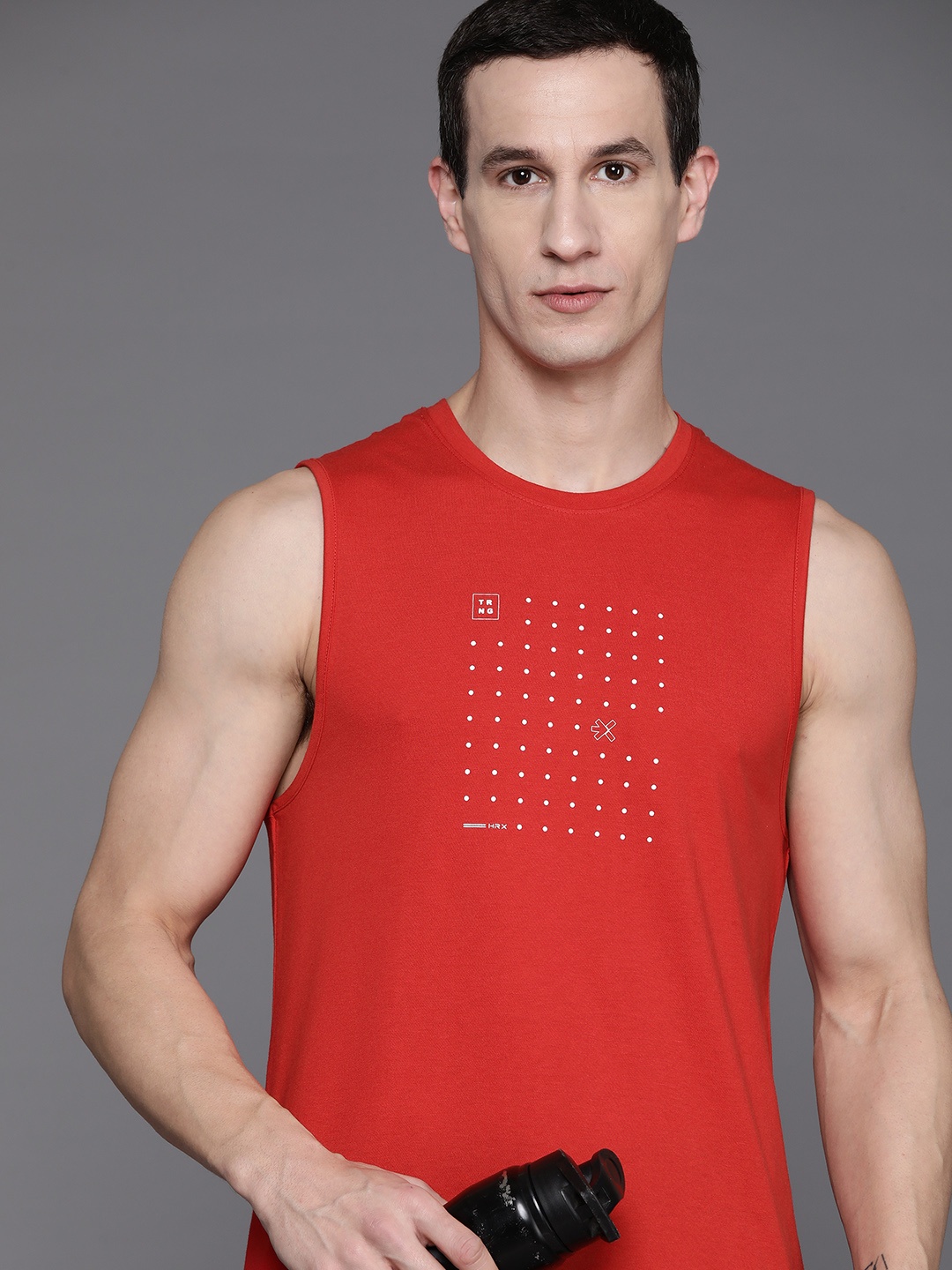 

HRX by Hrithik Roshan Printed Rapid-Dry Training Tank T-shirt, Red