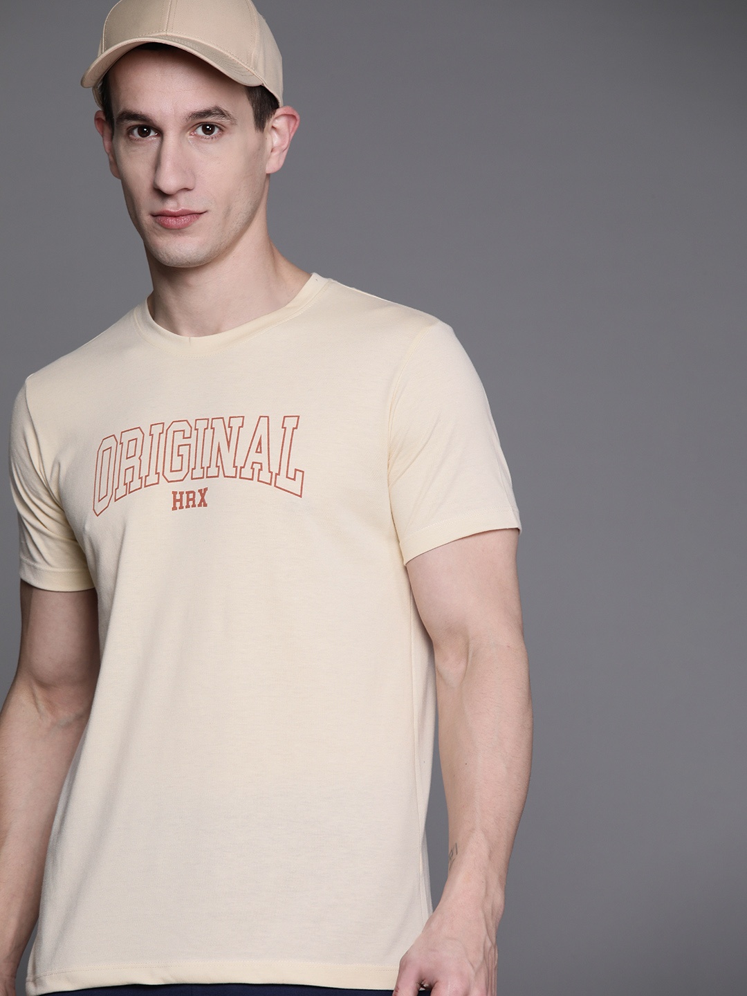 

HRX by Hrithik Roshan Men Typography Printed T-shirt, Beige