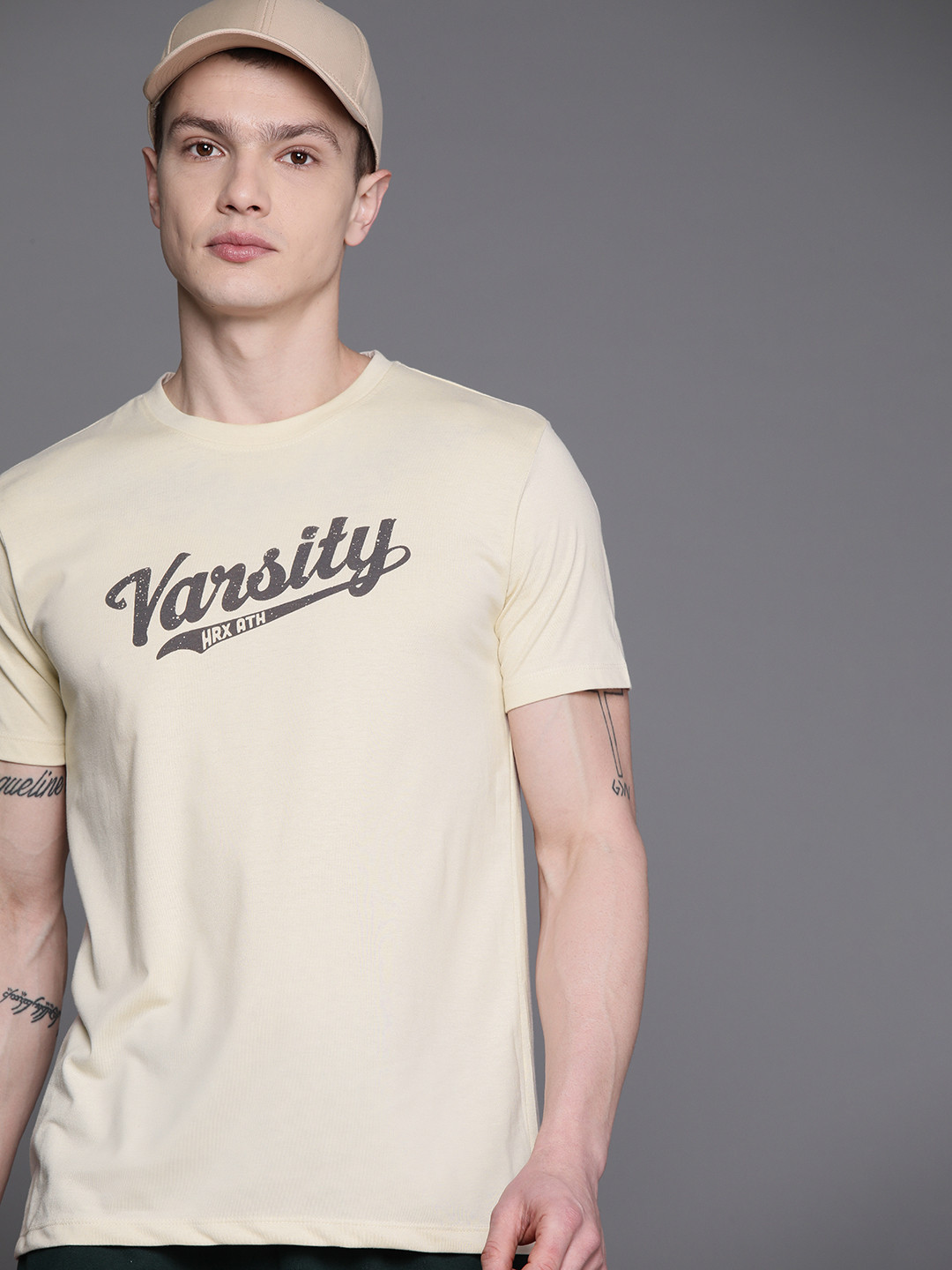 

HRX by Hrithik Roshan Men Typography Printed T-shirt, Beige