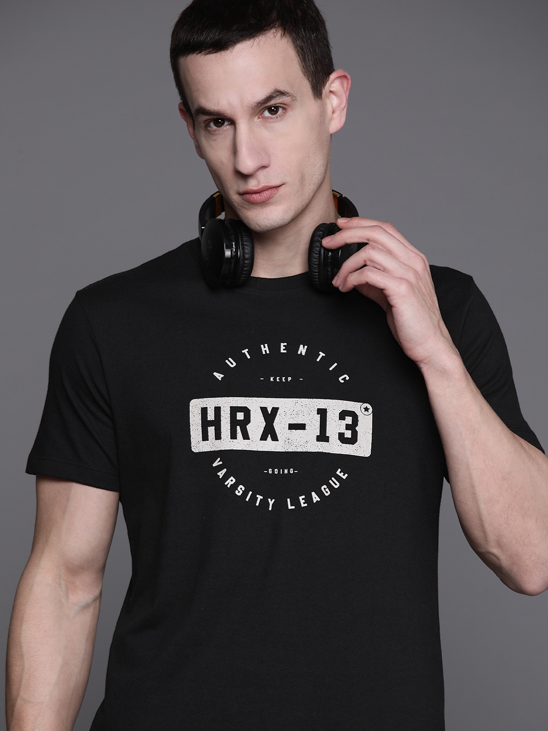 

HRX by Hrithik Roshan Men Brand Logo Printed T-shirt, Black