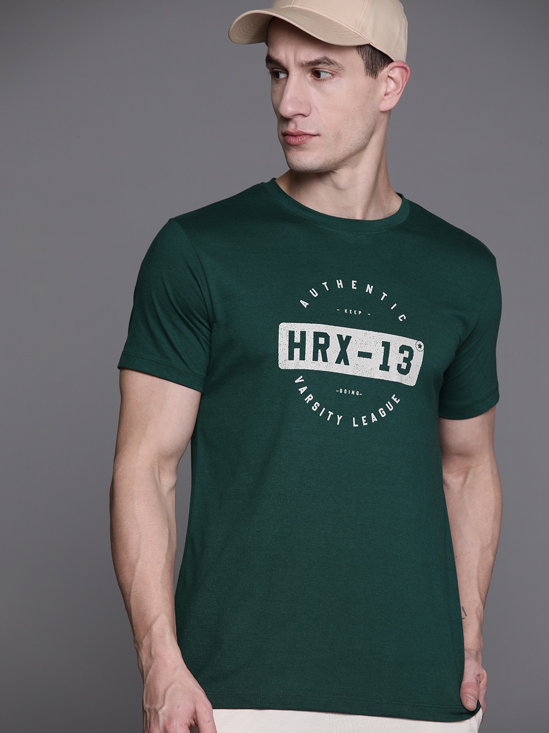 

HRX by Hrithik Roshan Men Brand Logo Printed T-shirt, Green