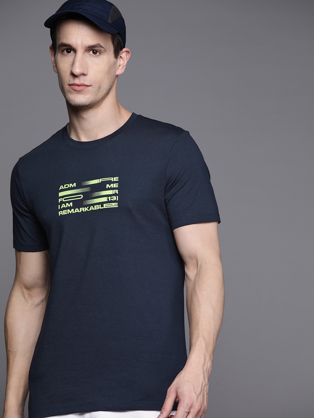 

HRX by Hrithik Roshan Typography Printed Training T-shirt, Navy blue