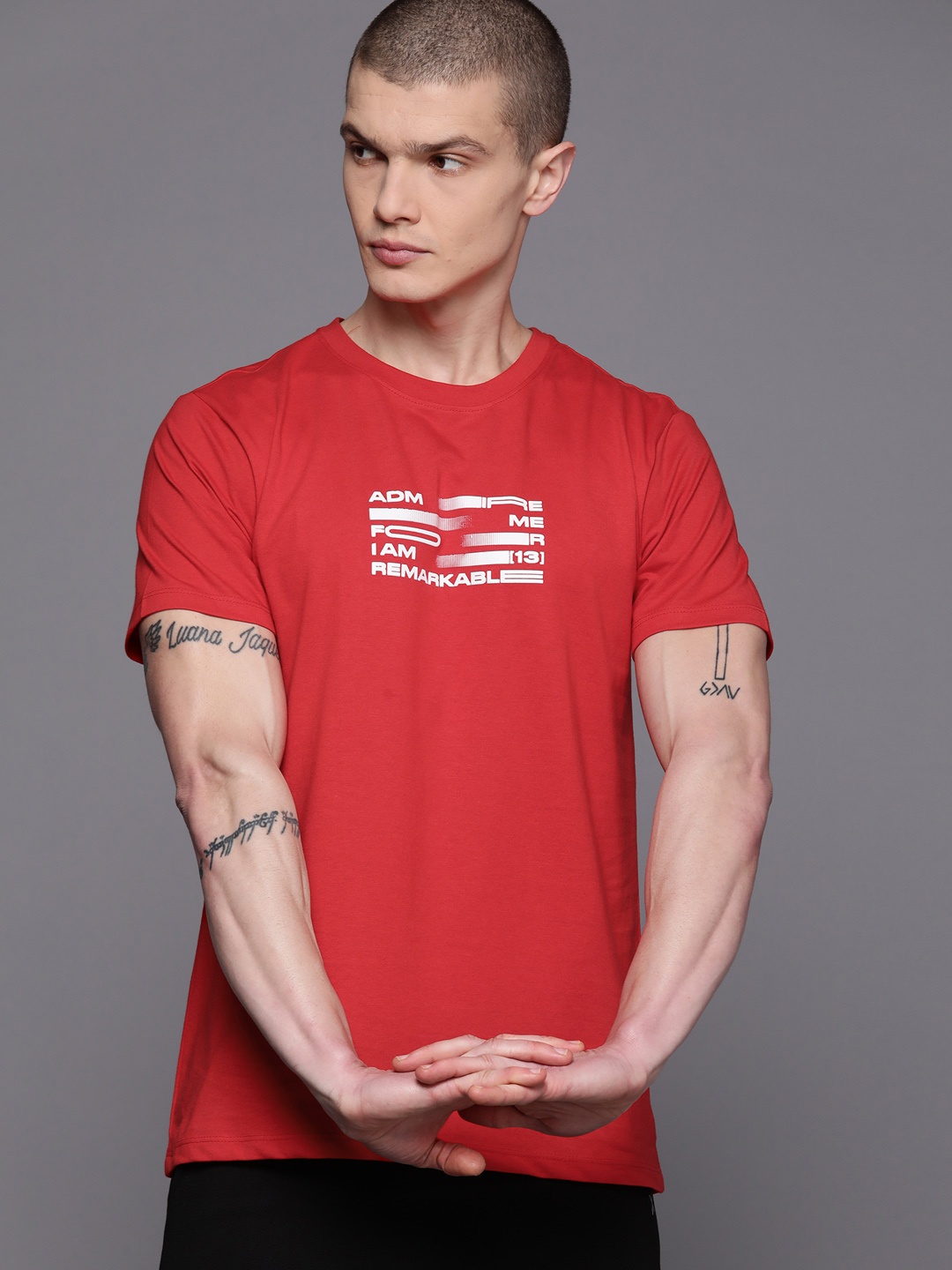 

HRX by Hrithik Roshan Printed Rapid-Dry Training T-shirt, Red