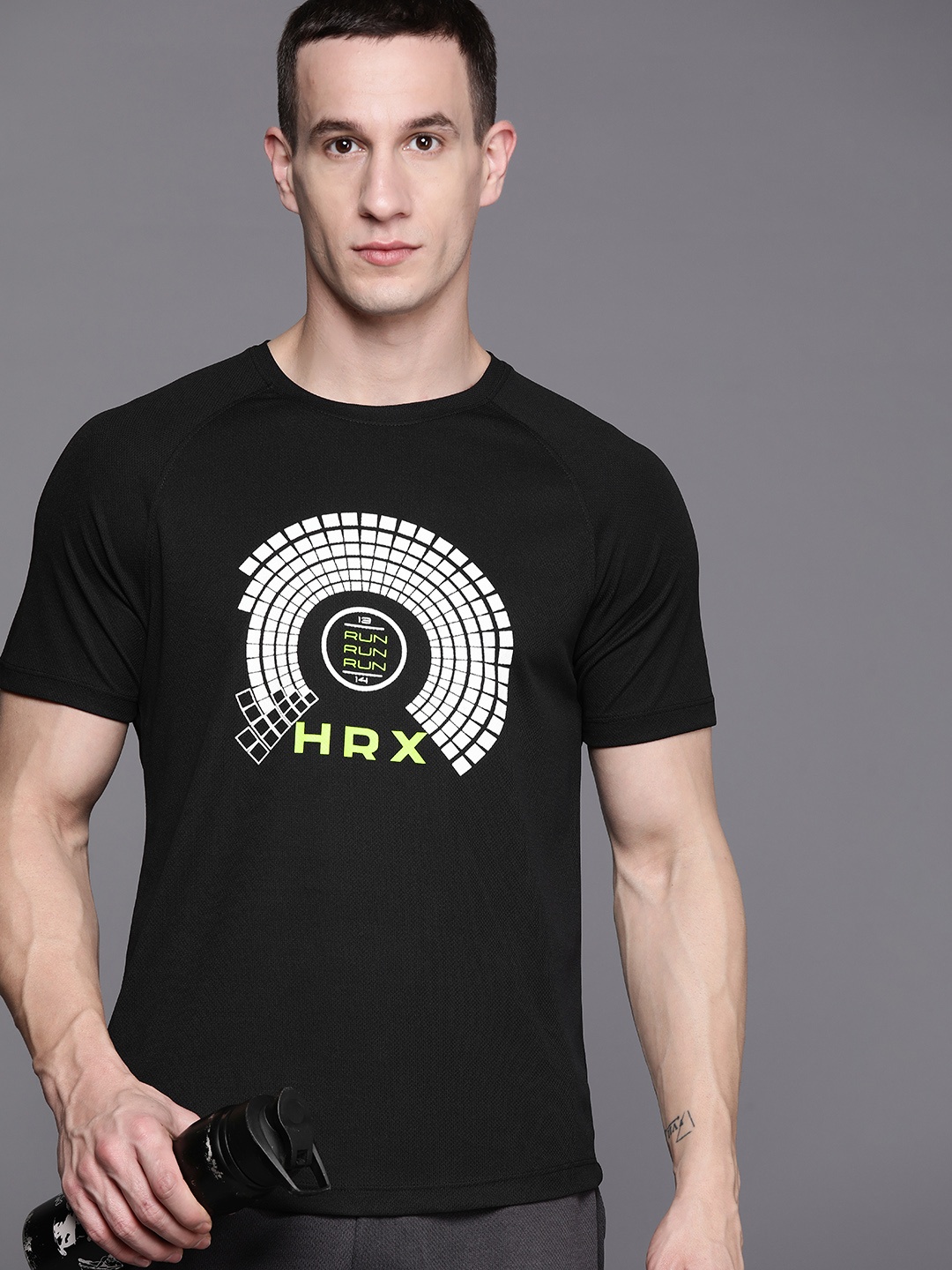 

HRX by Hrithik Roshan Printed Rapid-Dry Running T-shirt, Black