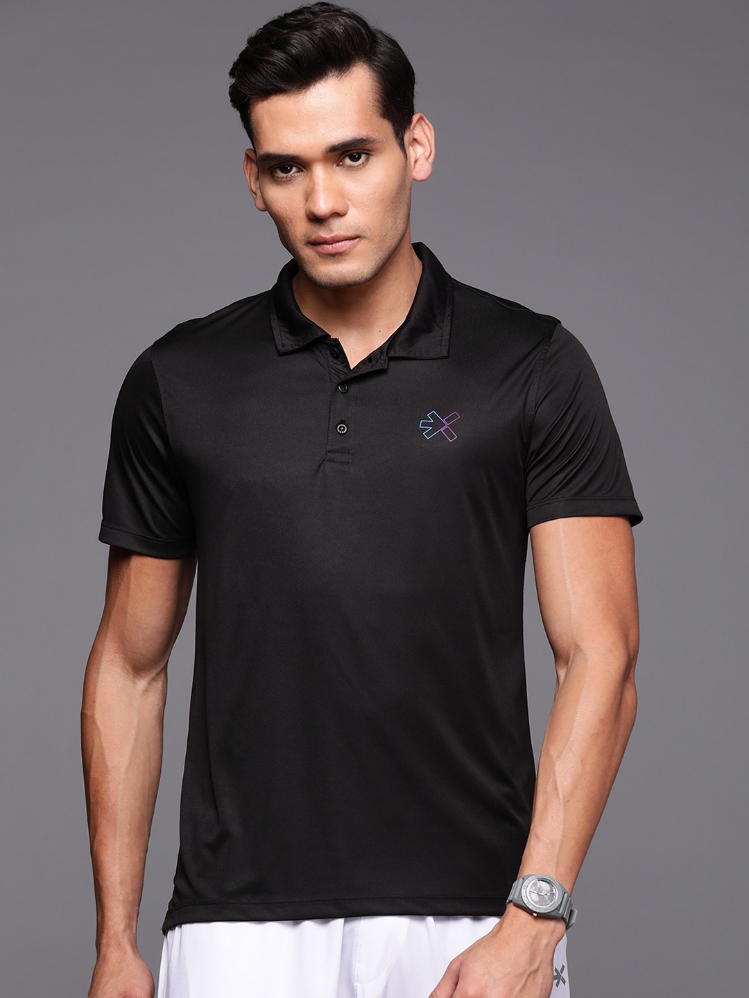 

HRX by Hrithik Roshan Rapid Dry Polo Collar T-shirt, Black