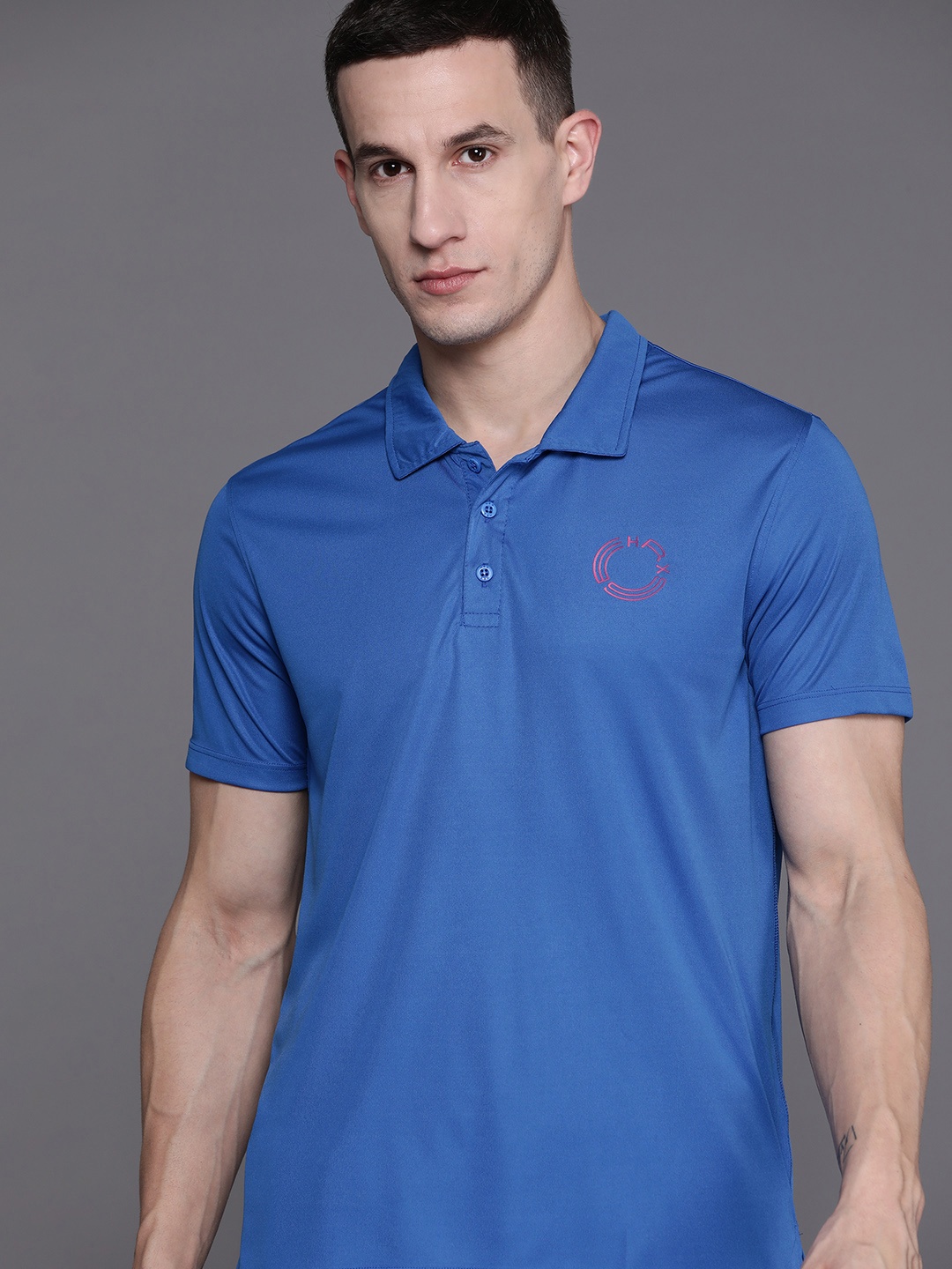 

HRX by Hrithik Roshan Rapid-Dry Polo Collar Training T-shirt, Blue