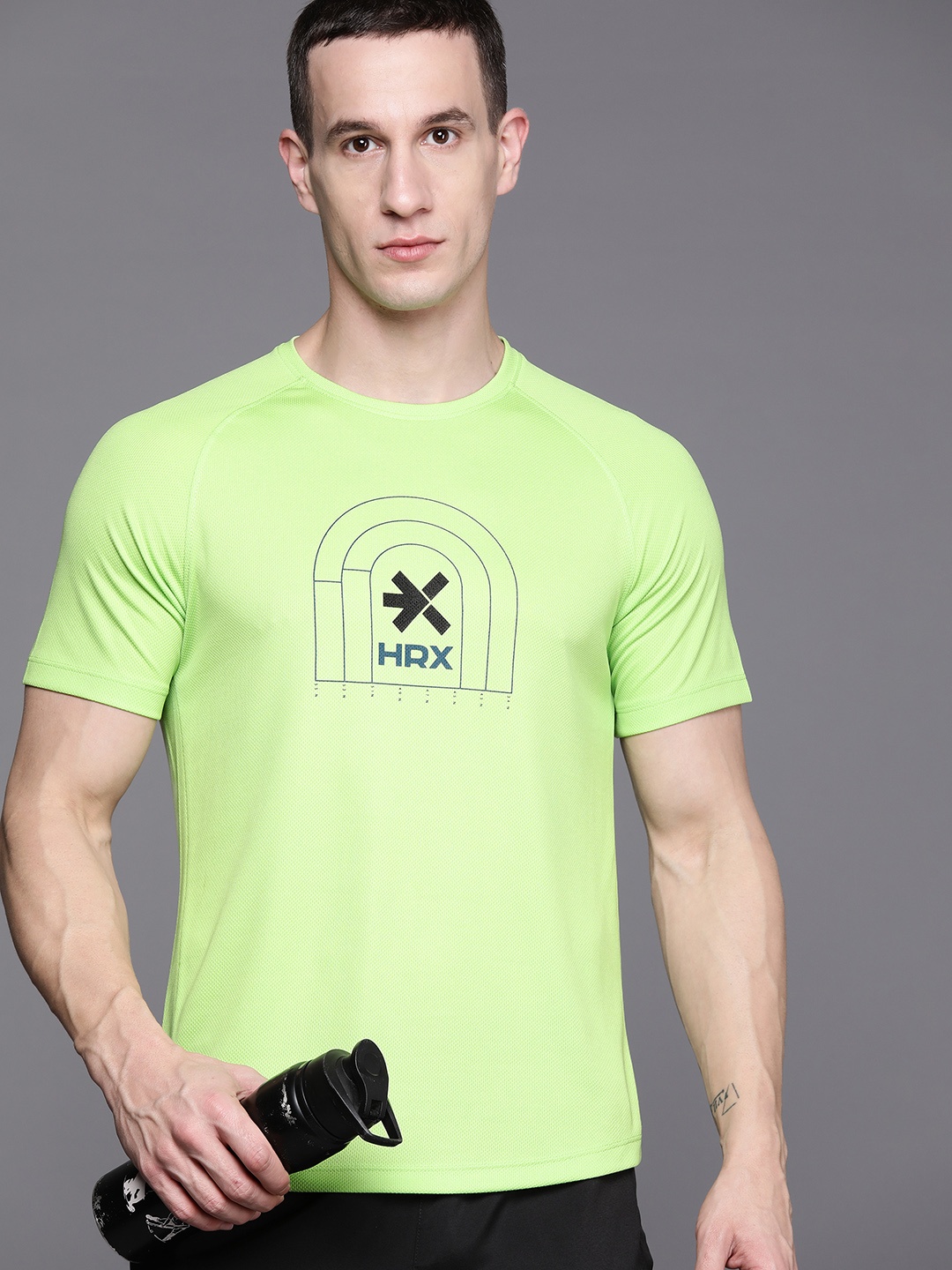 

HRX by Hrithik Roshan Printed Running Rapid-Dry T-shirt, Green