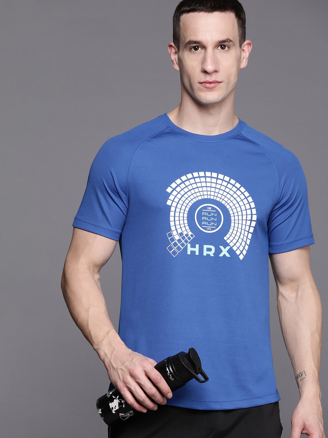 

HRX by Hrithik Roshan Printed Rapid-Dry Running T-shirt, Blue