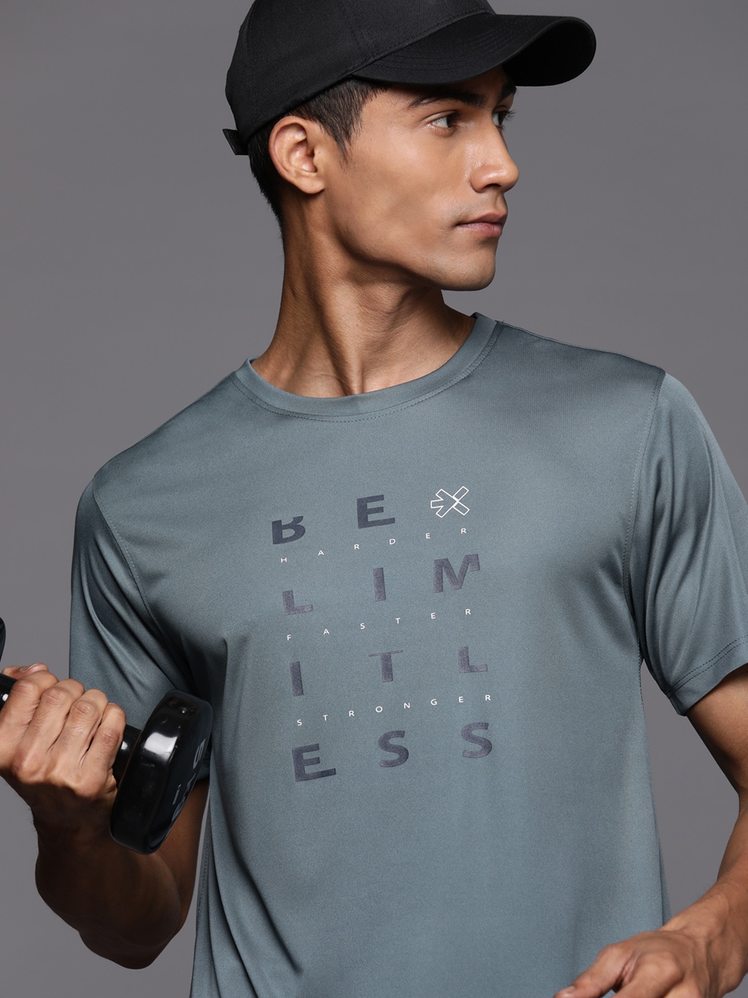 

HRX by Hrithik Roshan Men Typography Printed Rapid-Dry Training T-shirt, Blue