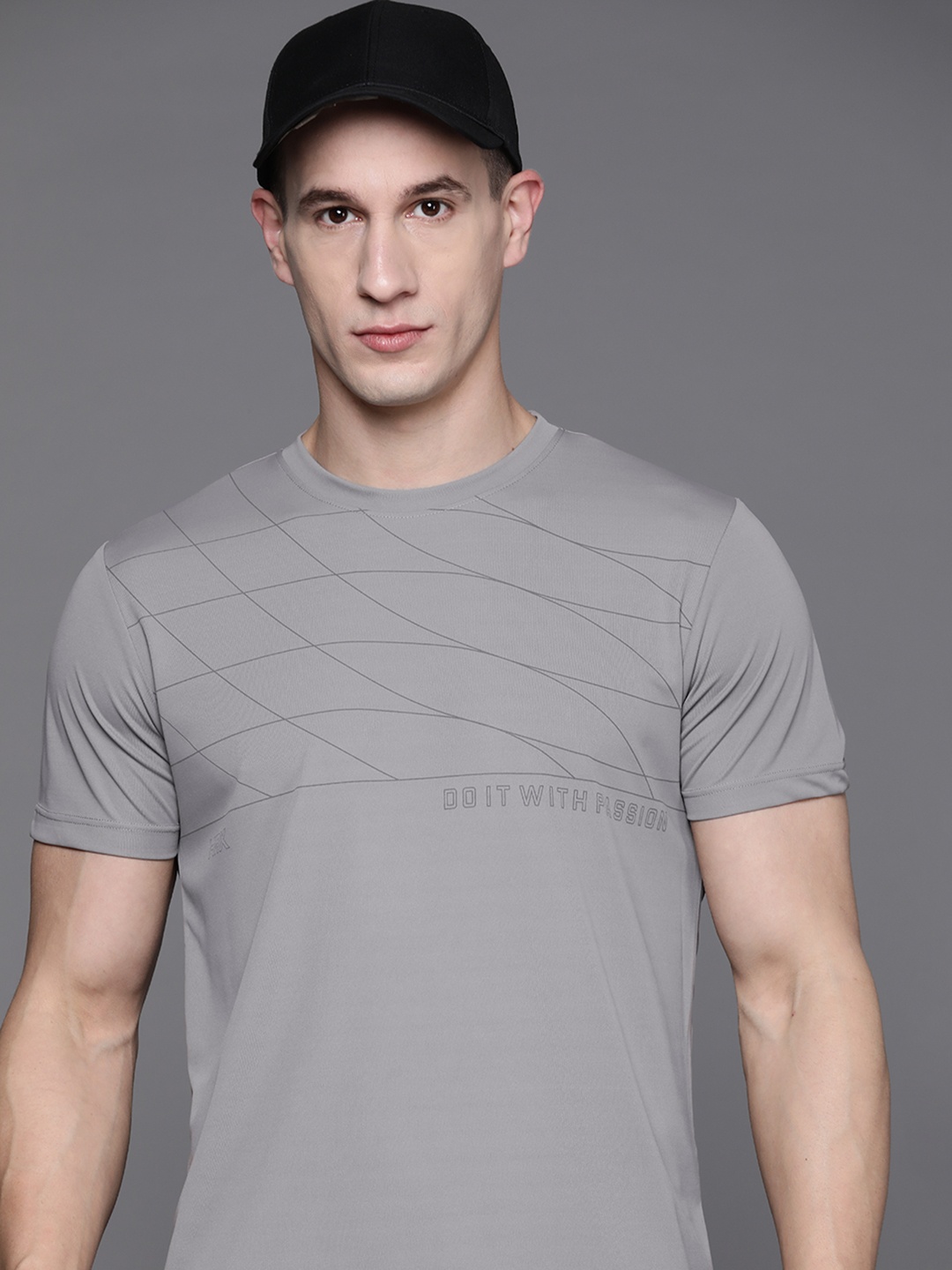 

HRX by Hrithik Roshan Printed Rapid-Dry Running T-shirt, Grey
