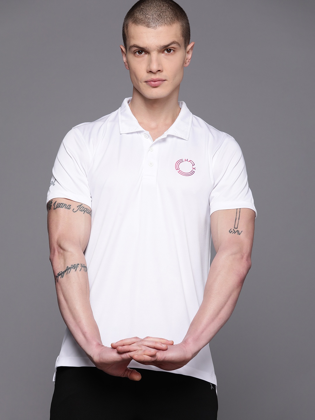 

HRX by Hrithik Roshan Polo Collar Rapid-Dry Training T-shirt, White