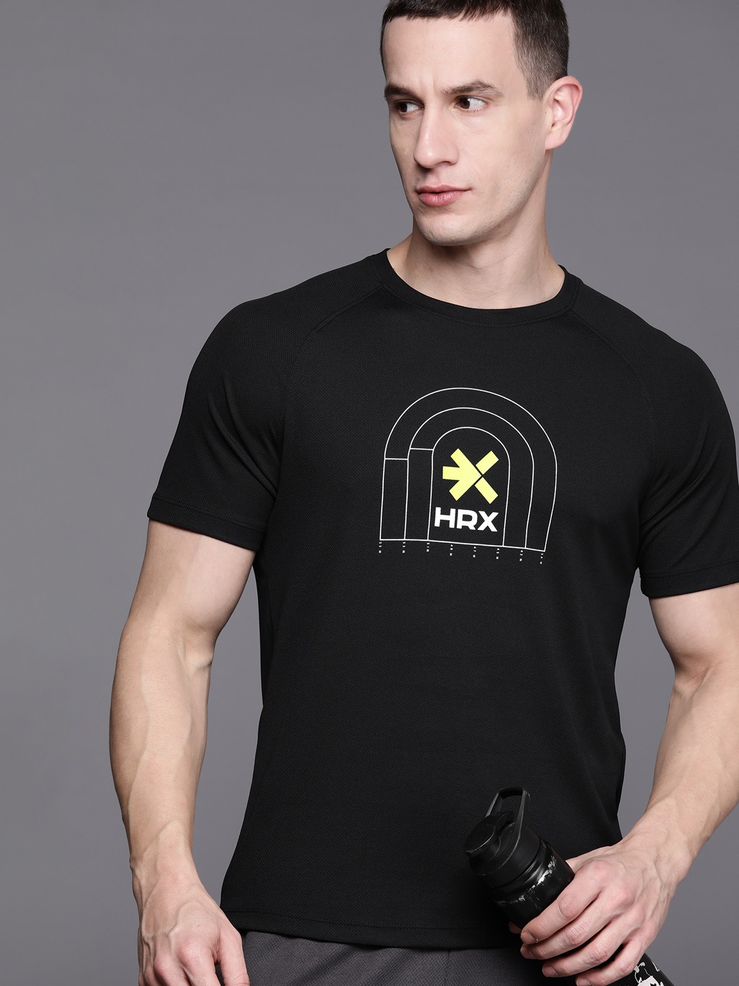 

HRX by Hrithik Roshan Printed Rapid-Dry Running T-shirt, Black