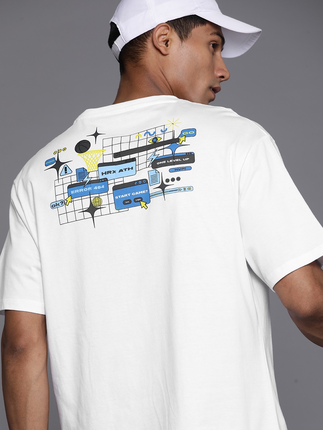 

HRX by Hrithik Roshan Men Printed Relaxed Fit Pure Cotton Lifestyle T-shirt, White