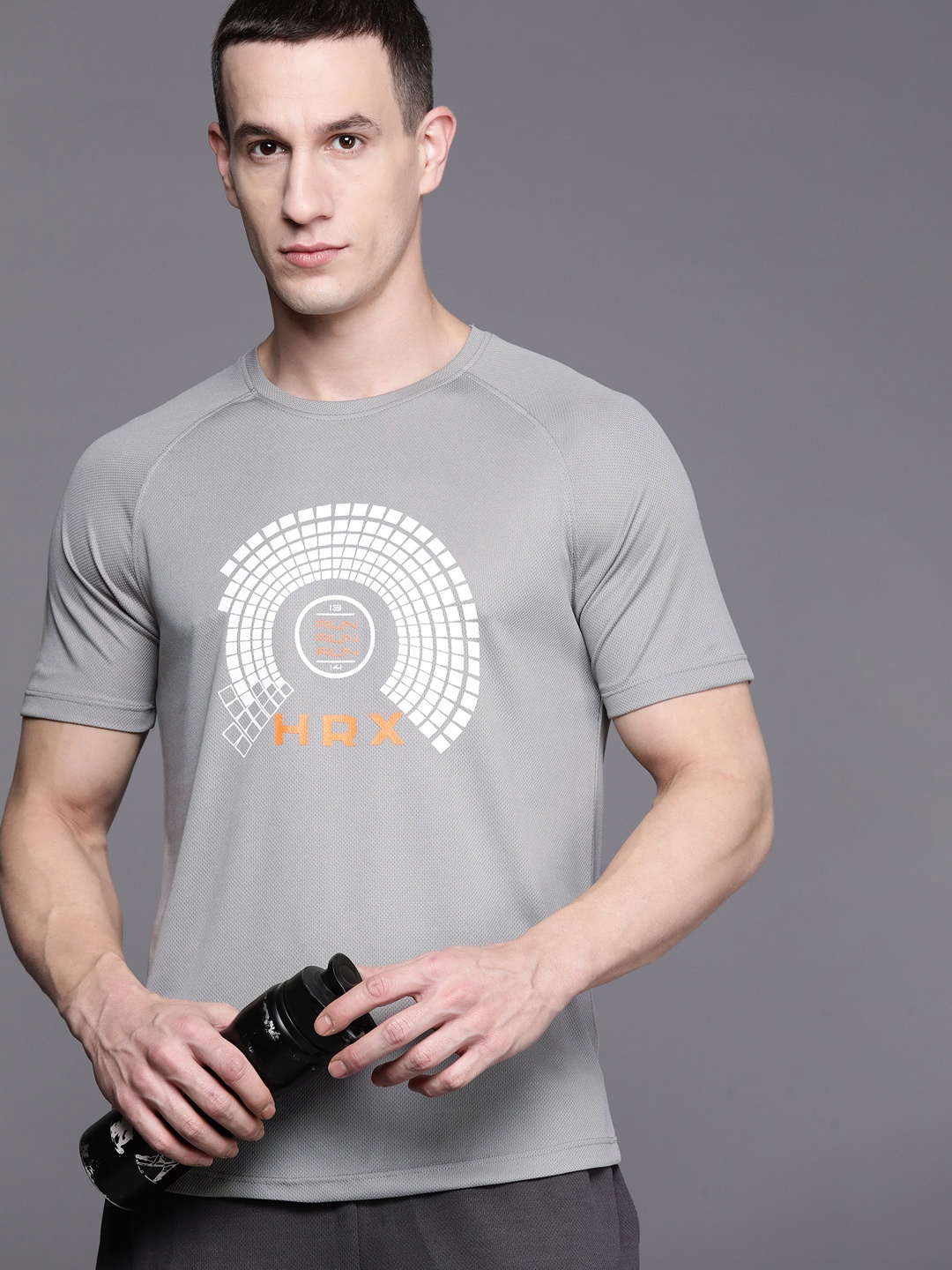 

HRX by Hrithik Roshan Printed Rapid-Dry Running T-shirt, Grey