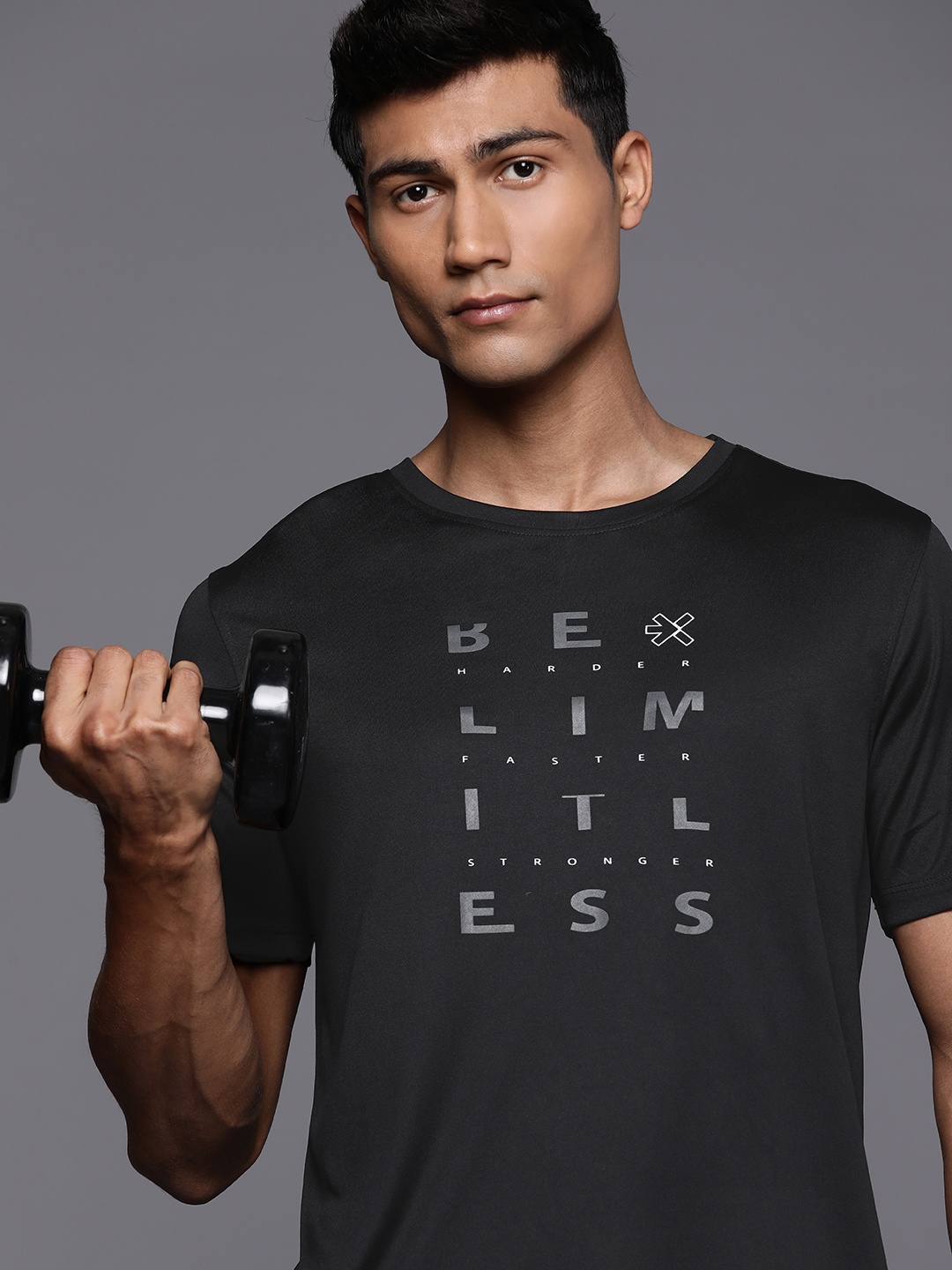 

HRX by Hrithik Roshan Men Typography Printed Rapid-Dry Training T-shirt, Black