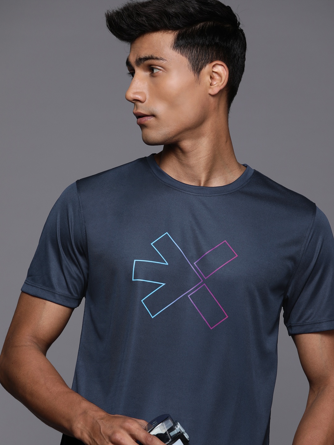 

HRX by Hrithik Roshan Men Brand Logo Printed Rapid-Dry Training T-shirt, Teal