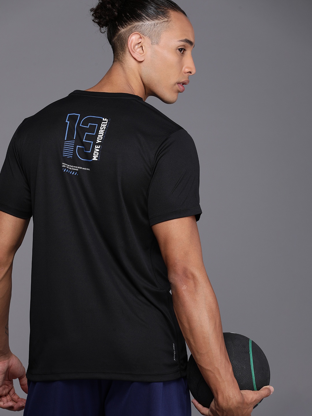 

HRX by Hrithik Roshan Men Alphanumeric Back Print Rapid-Dry Training T-shirt, Black
