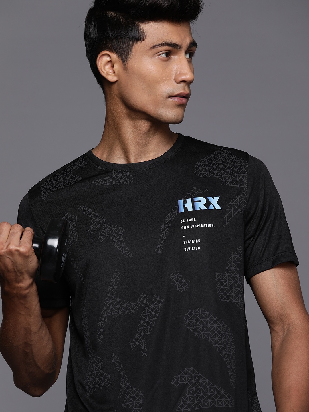 

HRX by Hrithik Roshan Men Printed Rapid-Dry Training T-shirt, Black