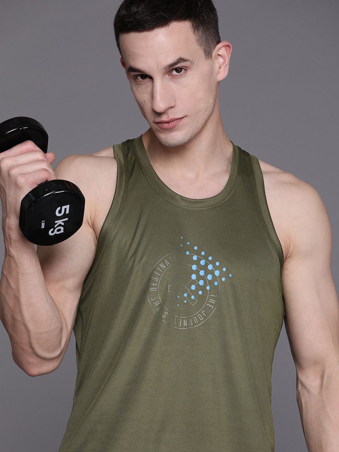 

HRX by Hrithik Roshan Men Printed Rapid-Dry Training T-shirt, Olive