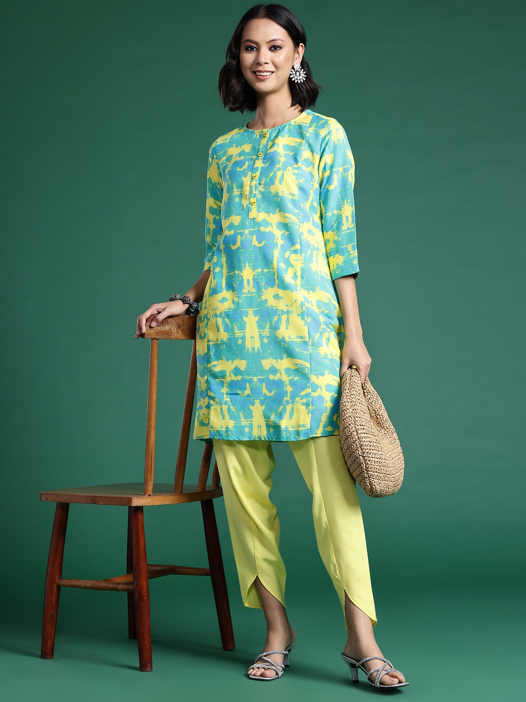 

Sangria Printed Regular Kurta with Salwar, Sea green